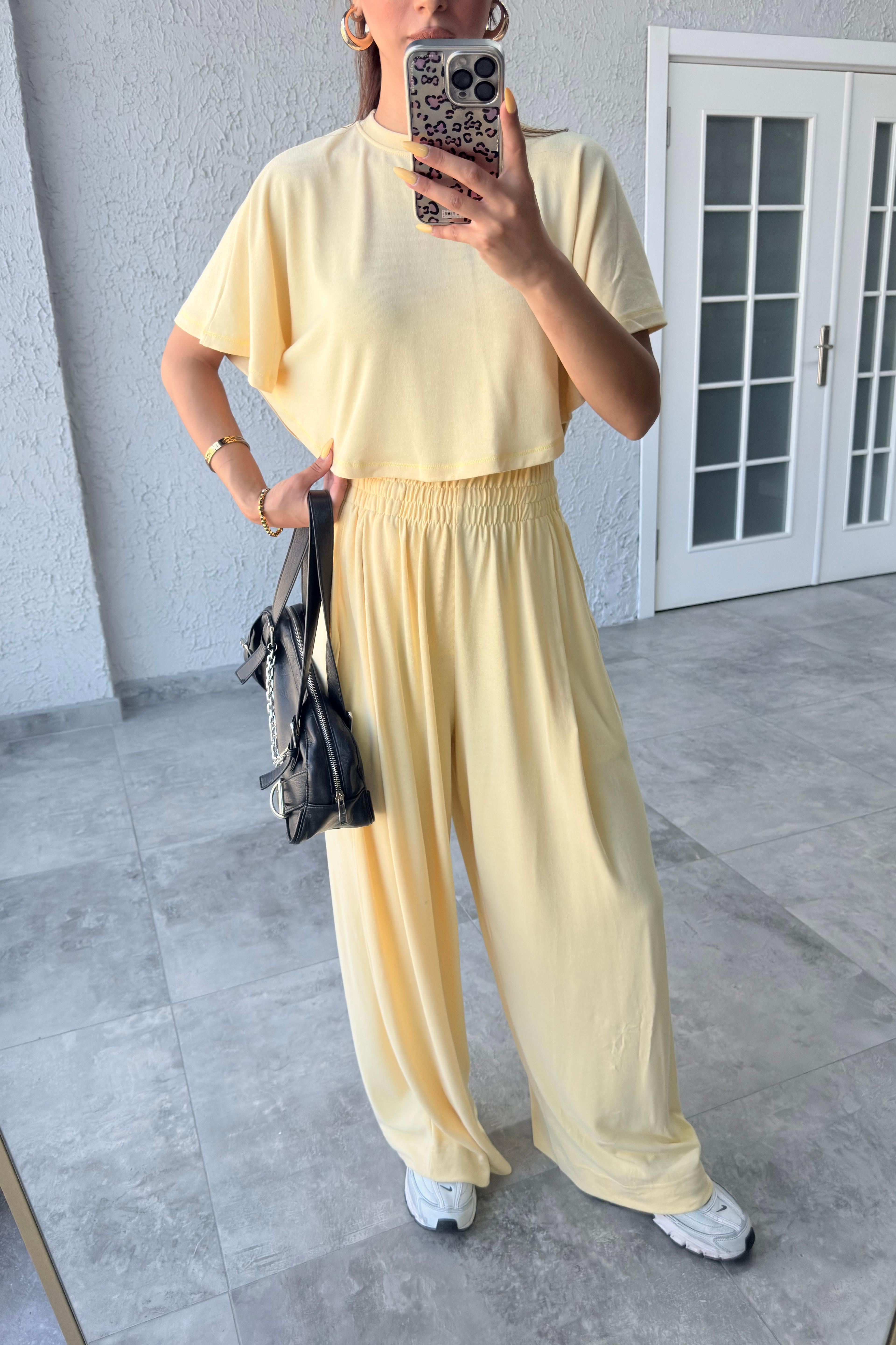 MODAL KUMAŞ CROP PANTOLON TAKIM