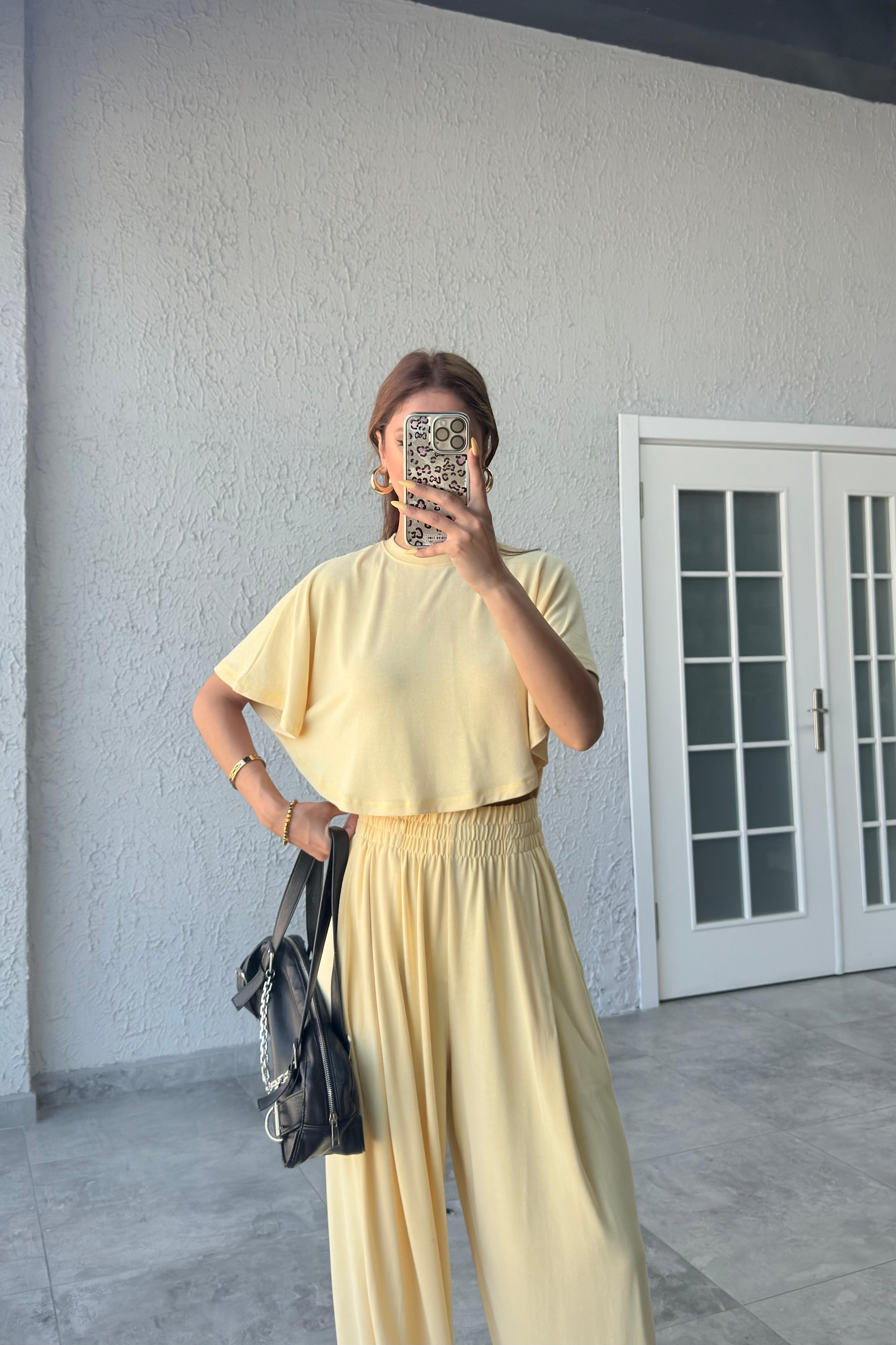 MODAL KUMAŞ CROP PANTOLON TAKIM