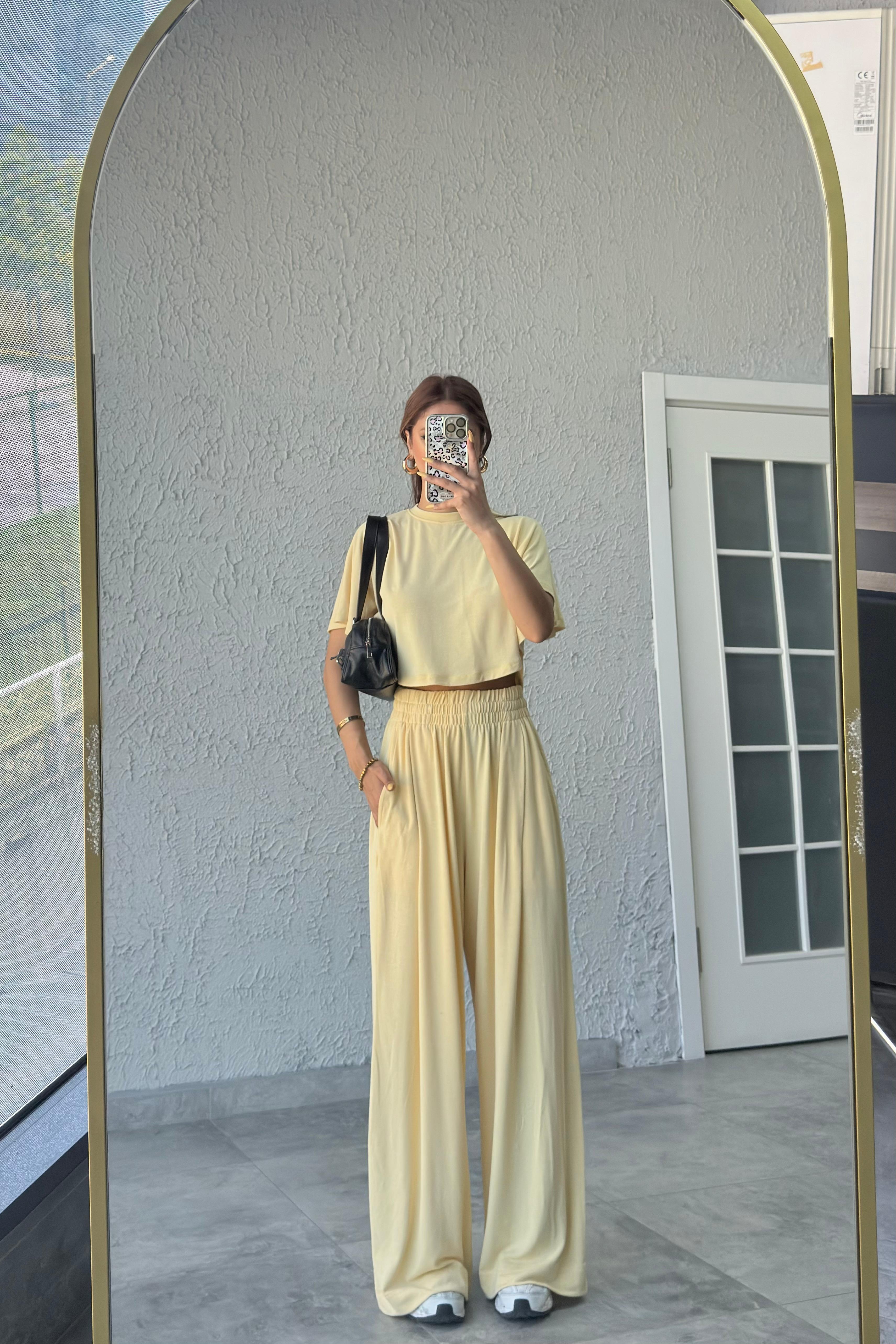 MODAL KUMAŞ CROP PANTOLON TAKIM