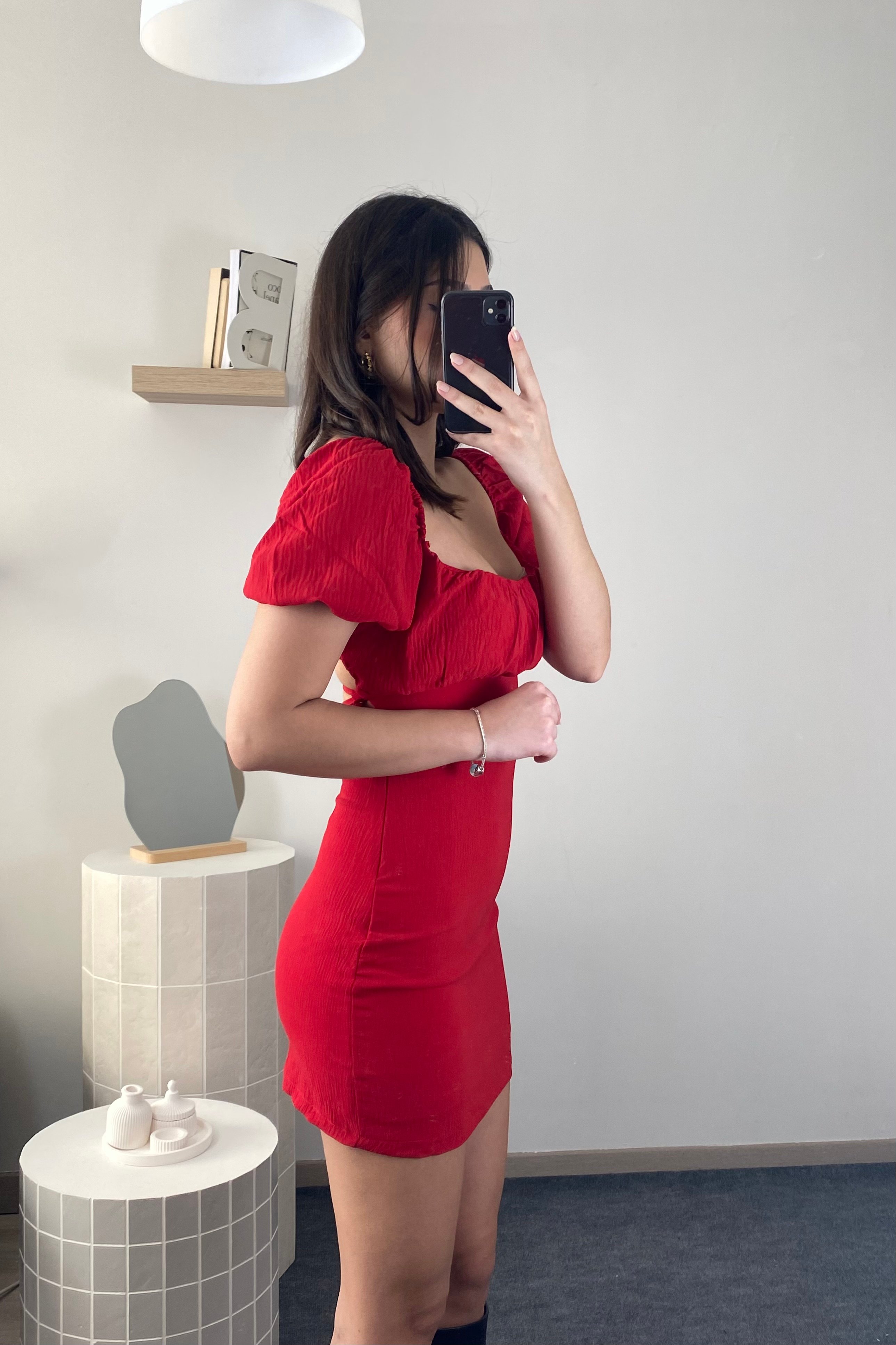 SIRT BAĞLAMALI MİNİ ELBİSE