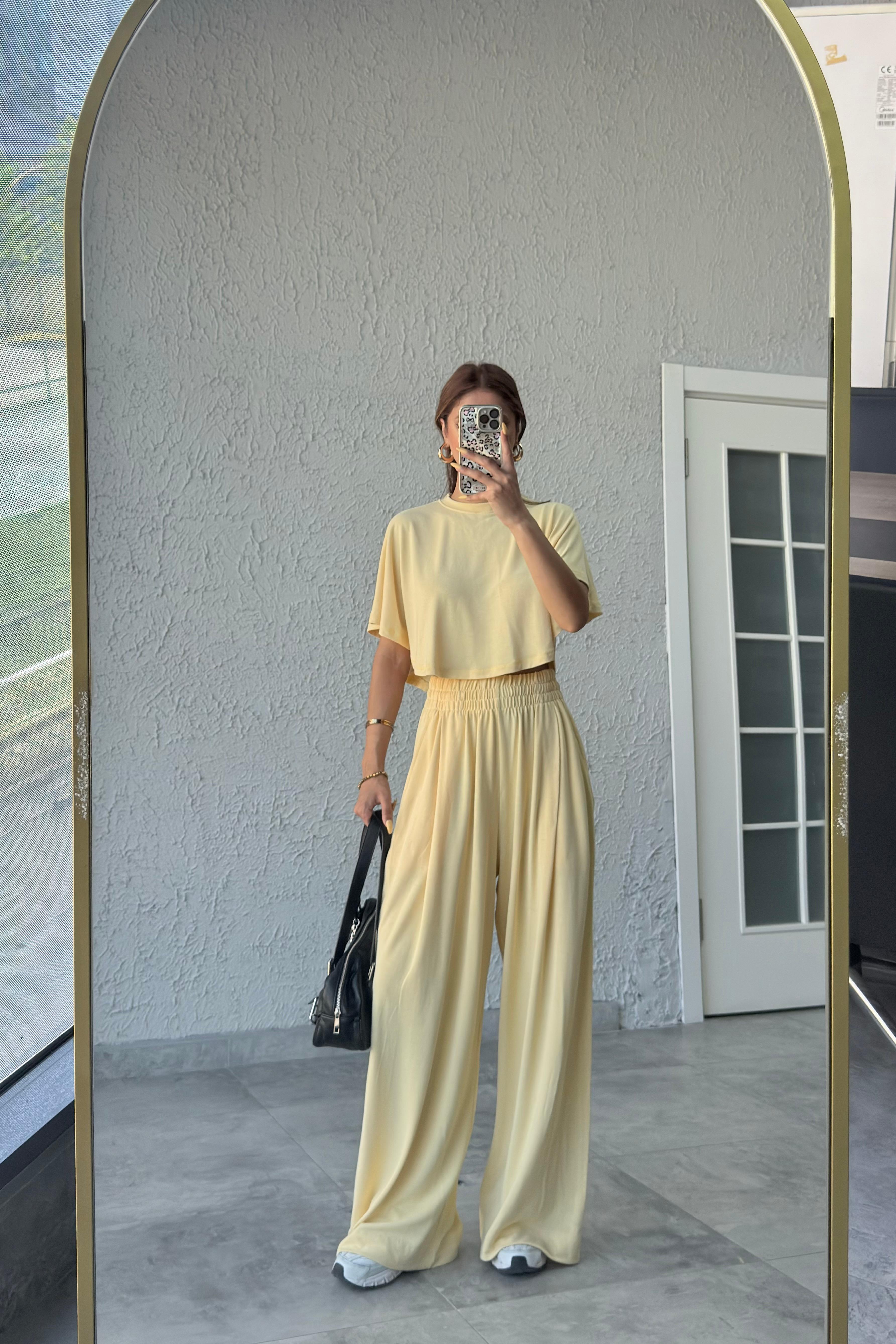 MODAL KUMAŞ CROP PANTOLON TAKIM