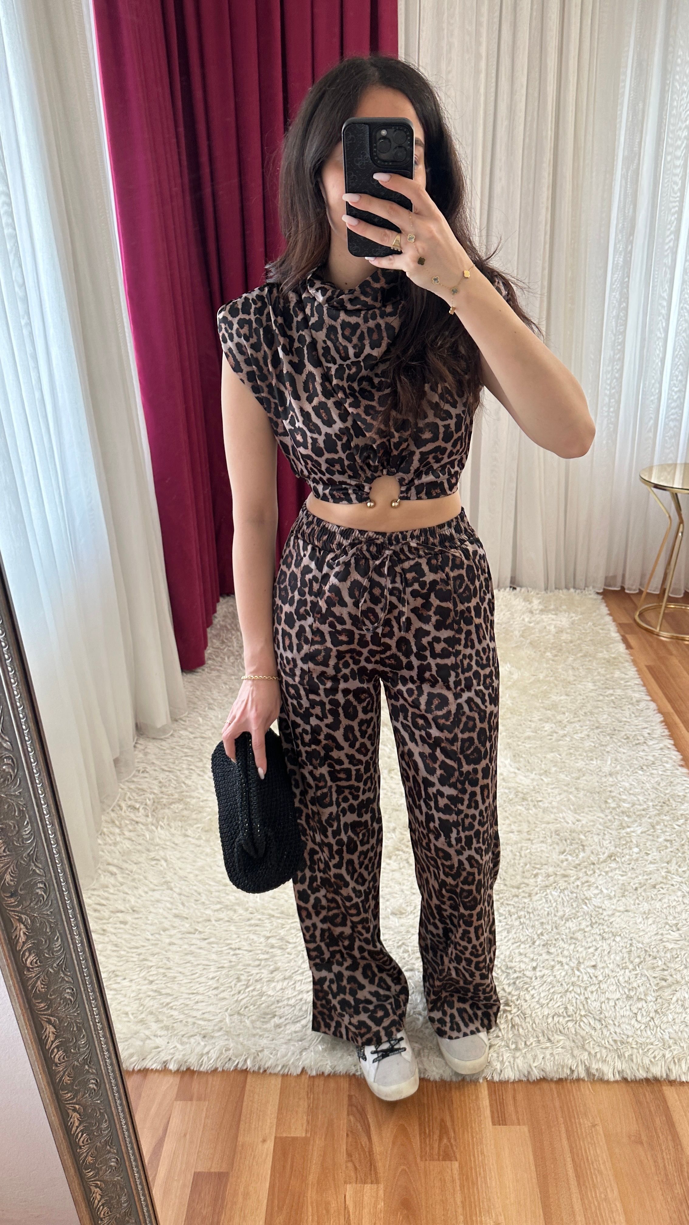 leopar saten takım