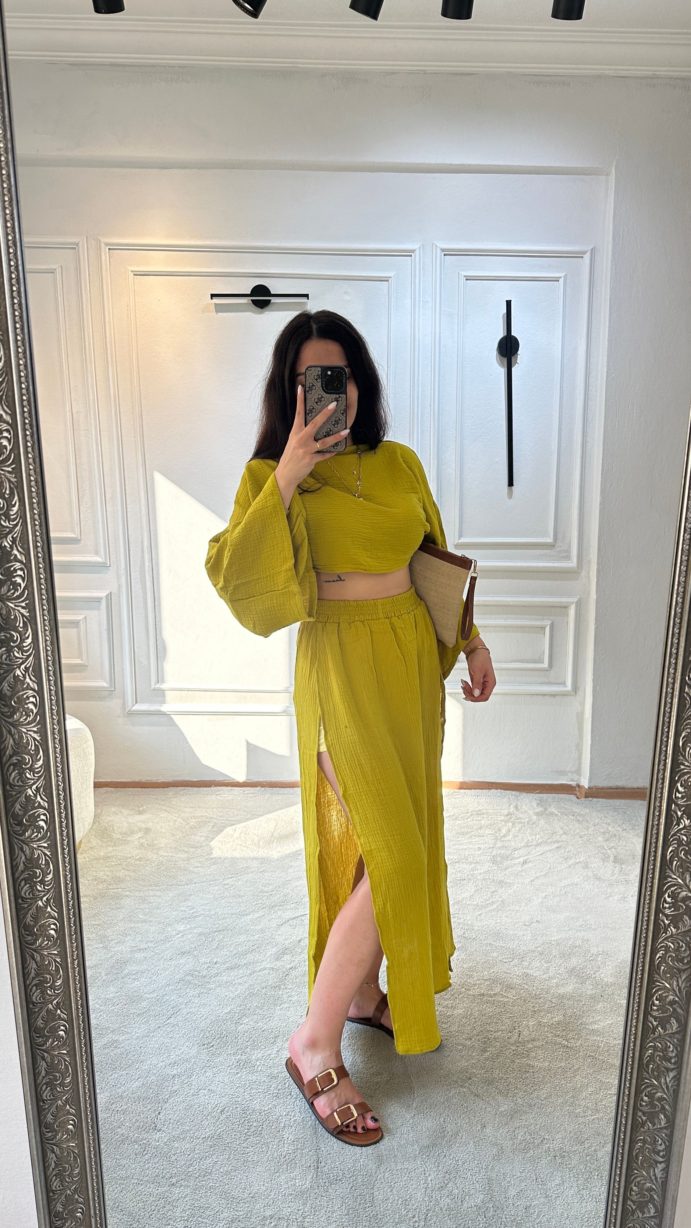 yağ yeşili beachwear takım 