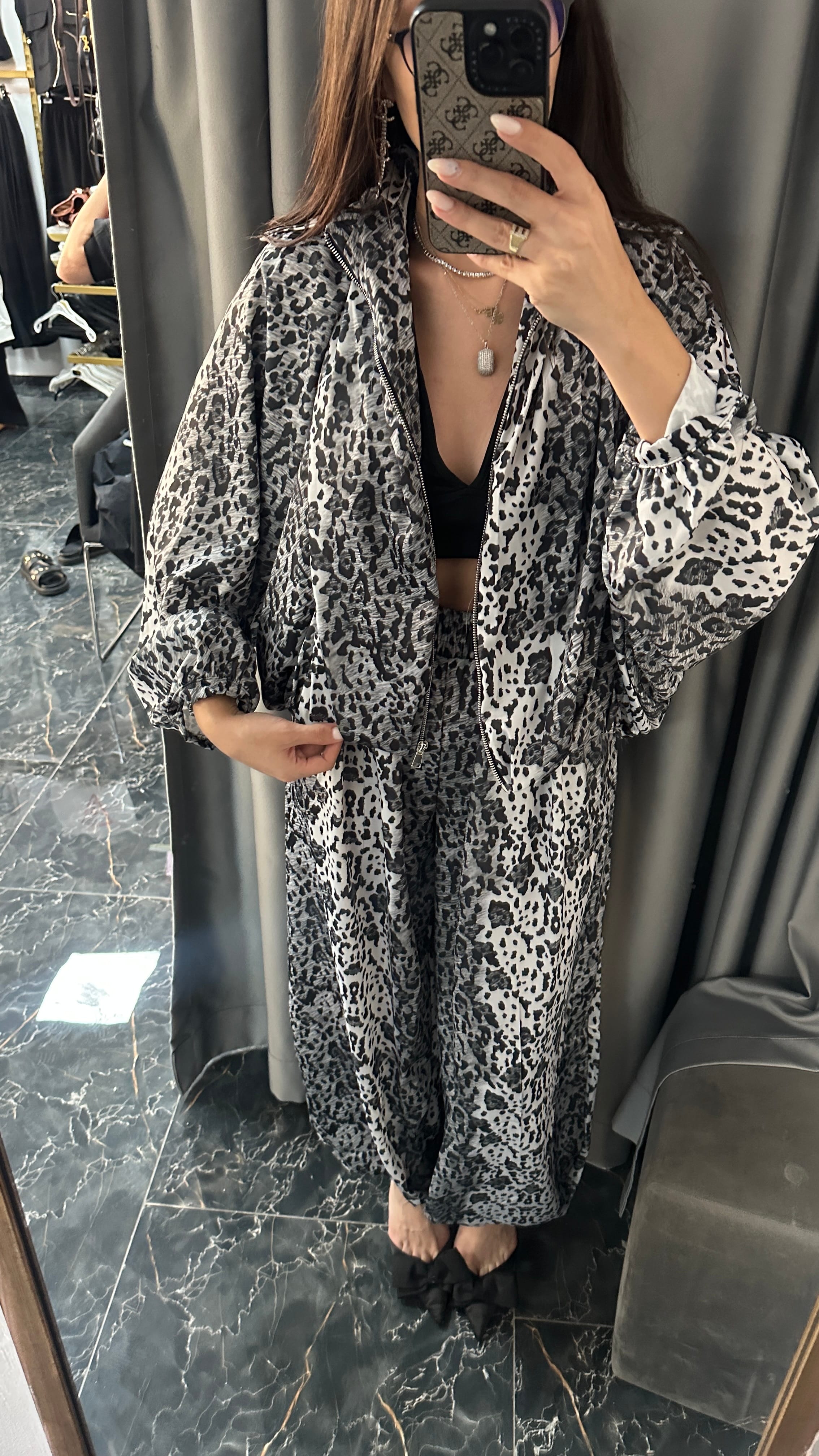 leopar saten takım