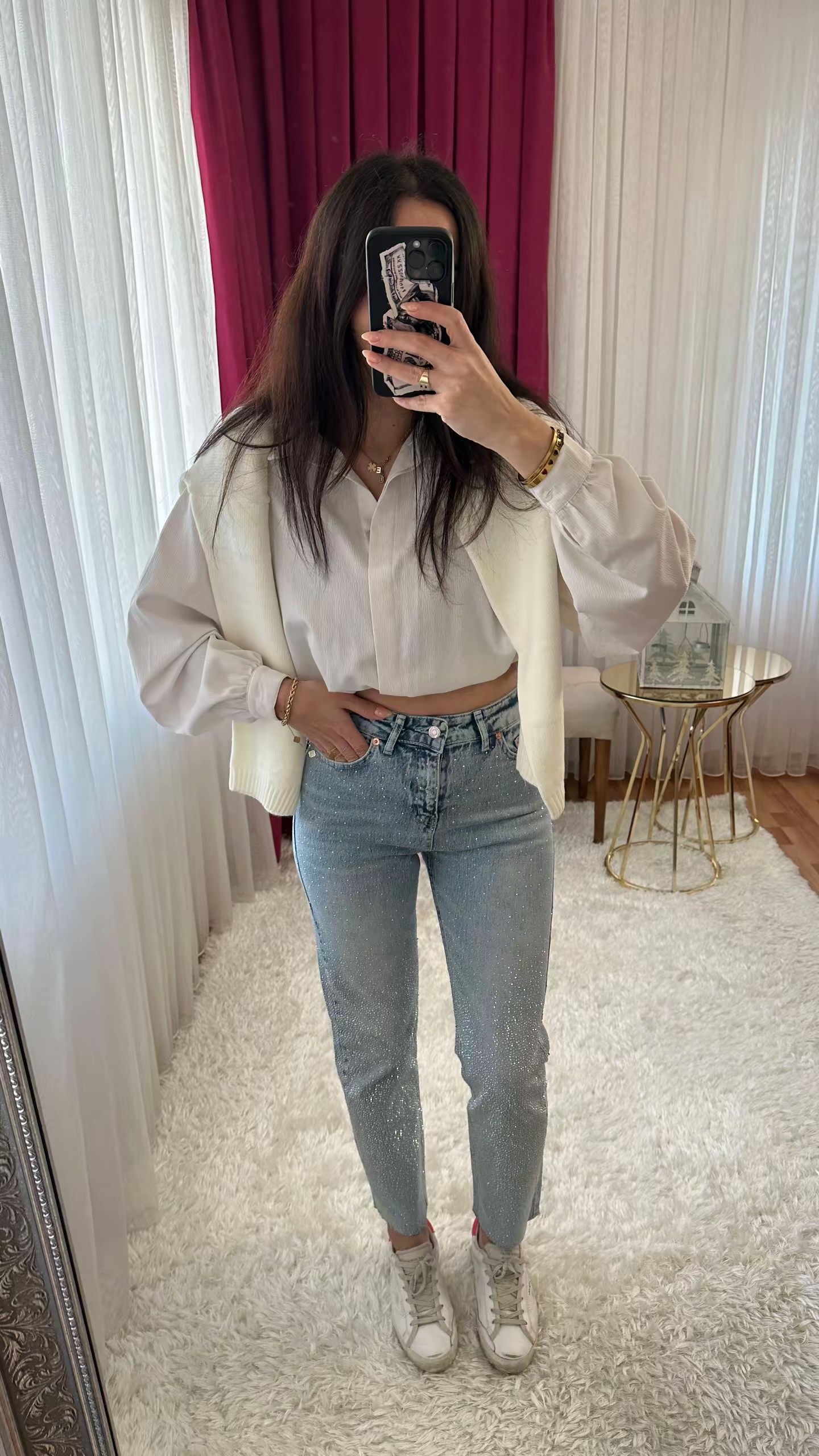 taşlı mom jean açık ton 