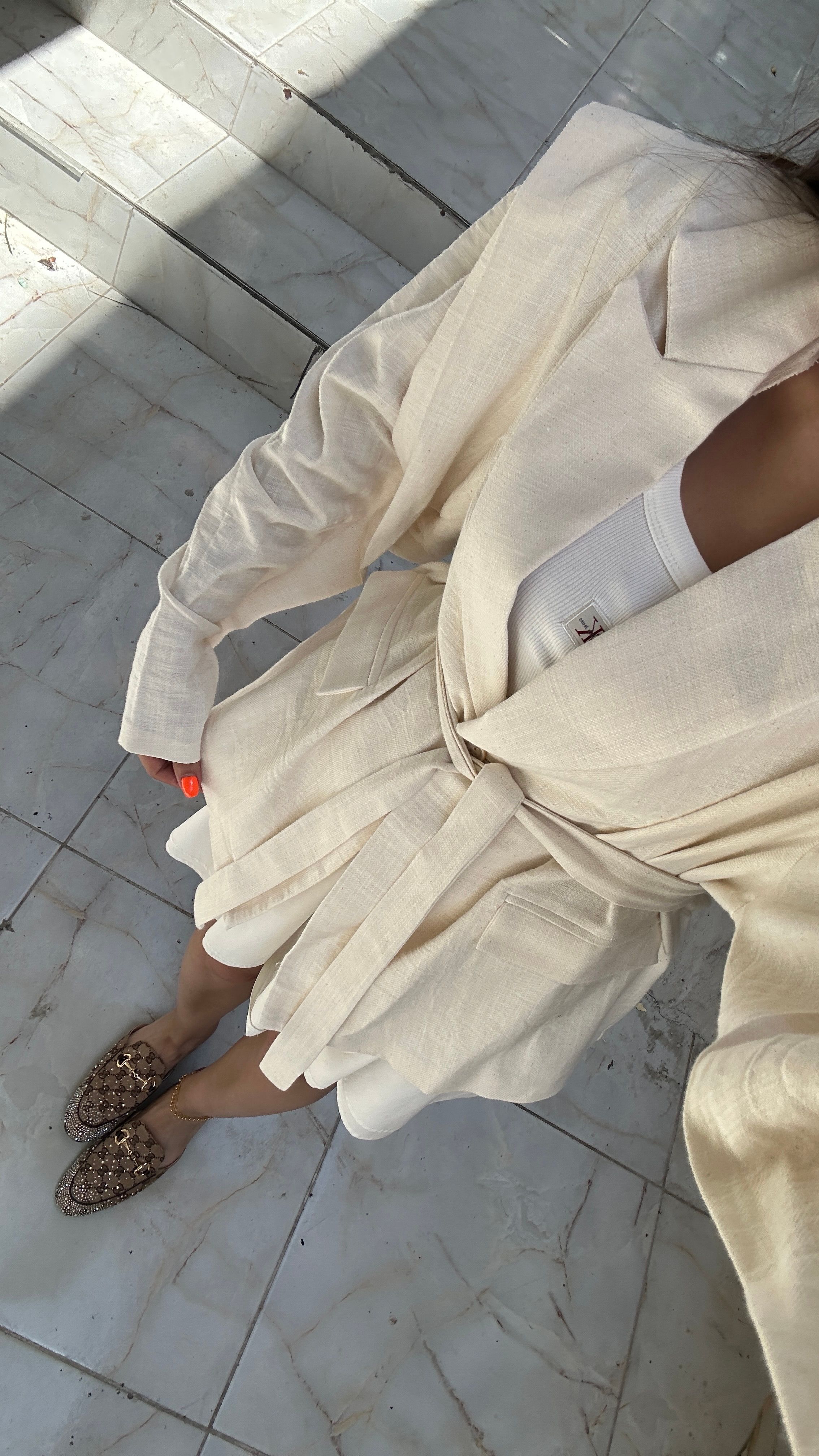 keten vatkalı blazer