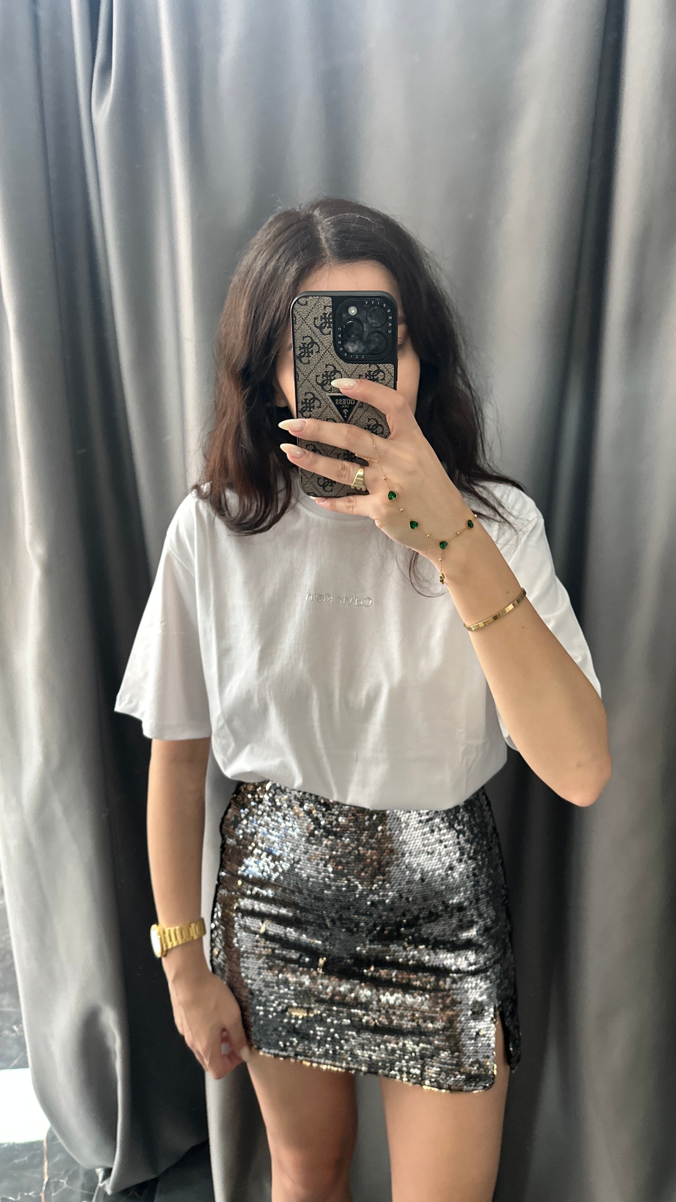 gümüş gold payetli etek