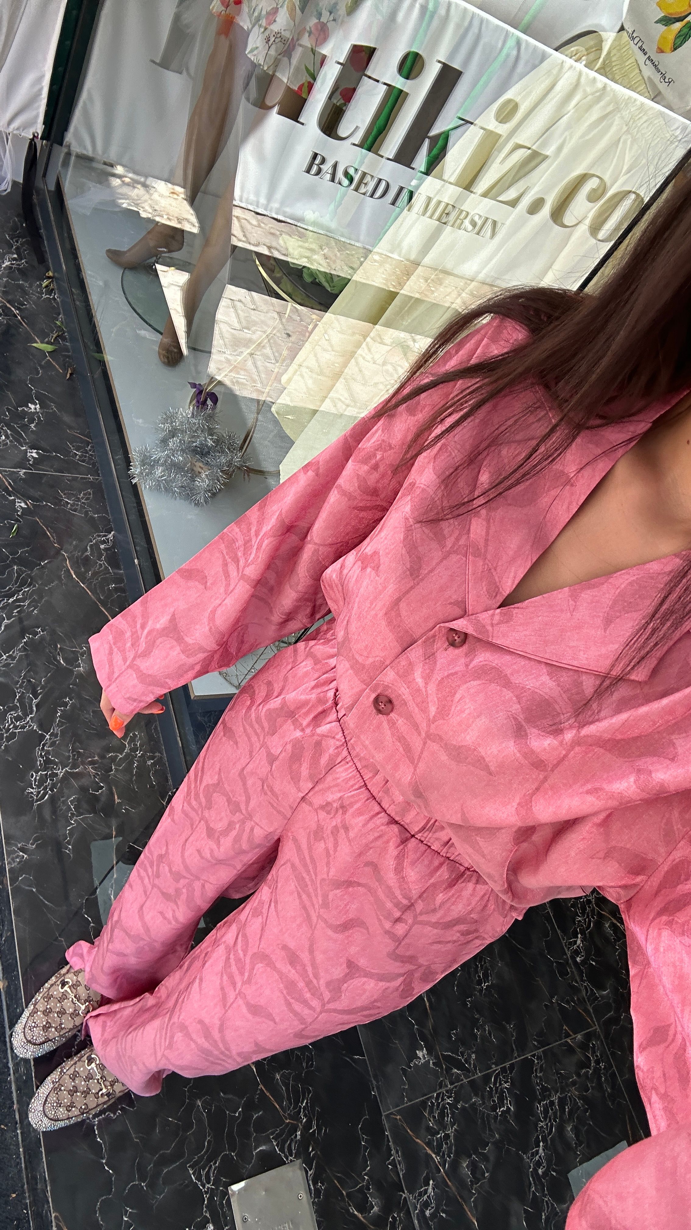 pembe saten takım