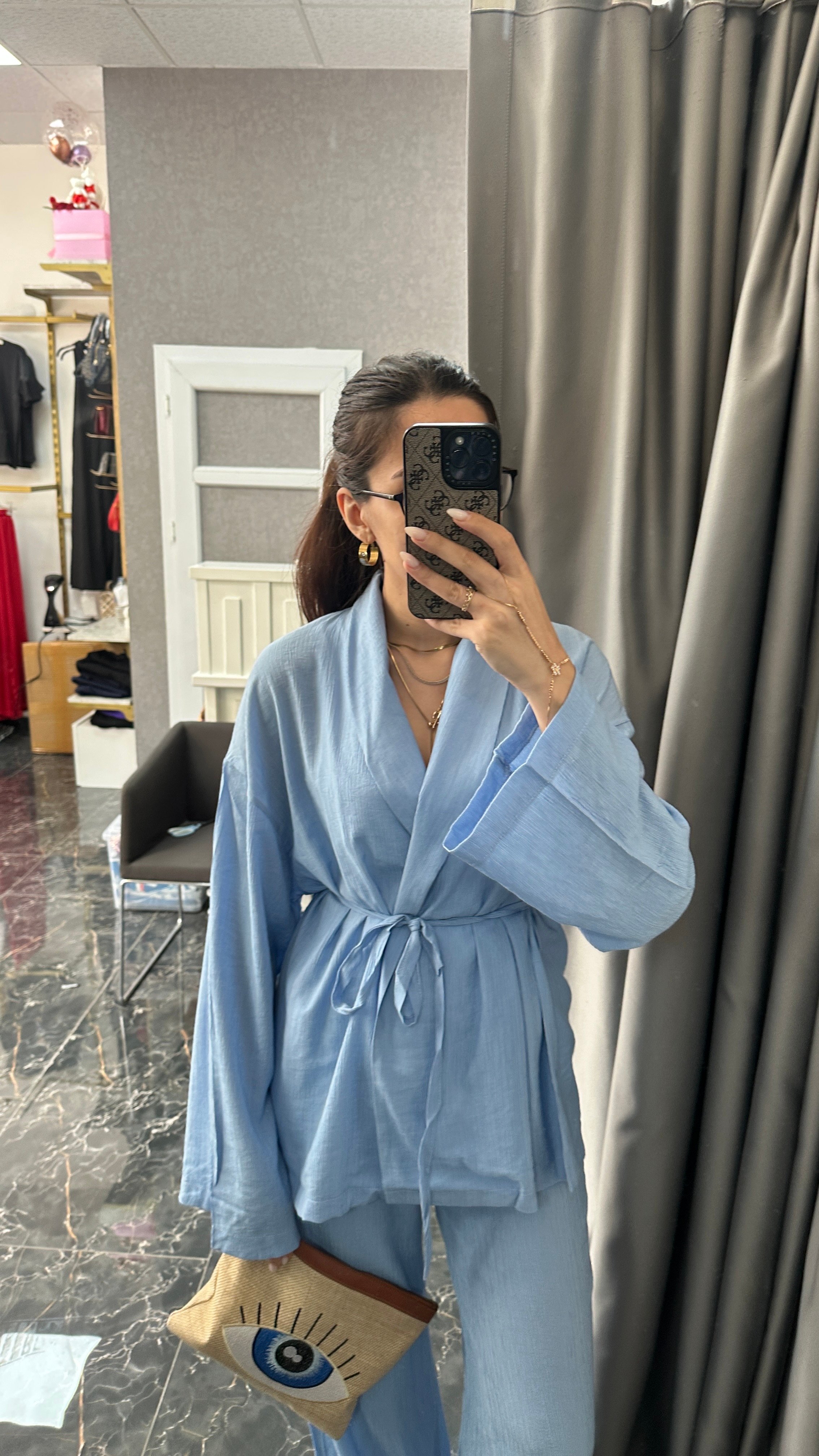 kimono takım bebe mavi 