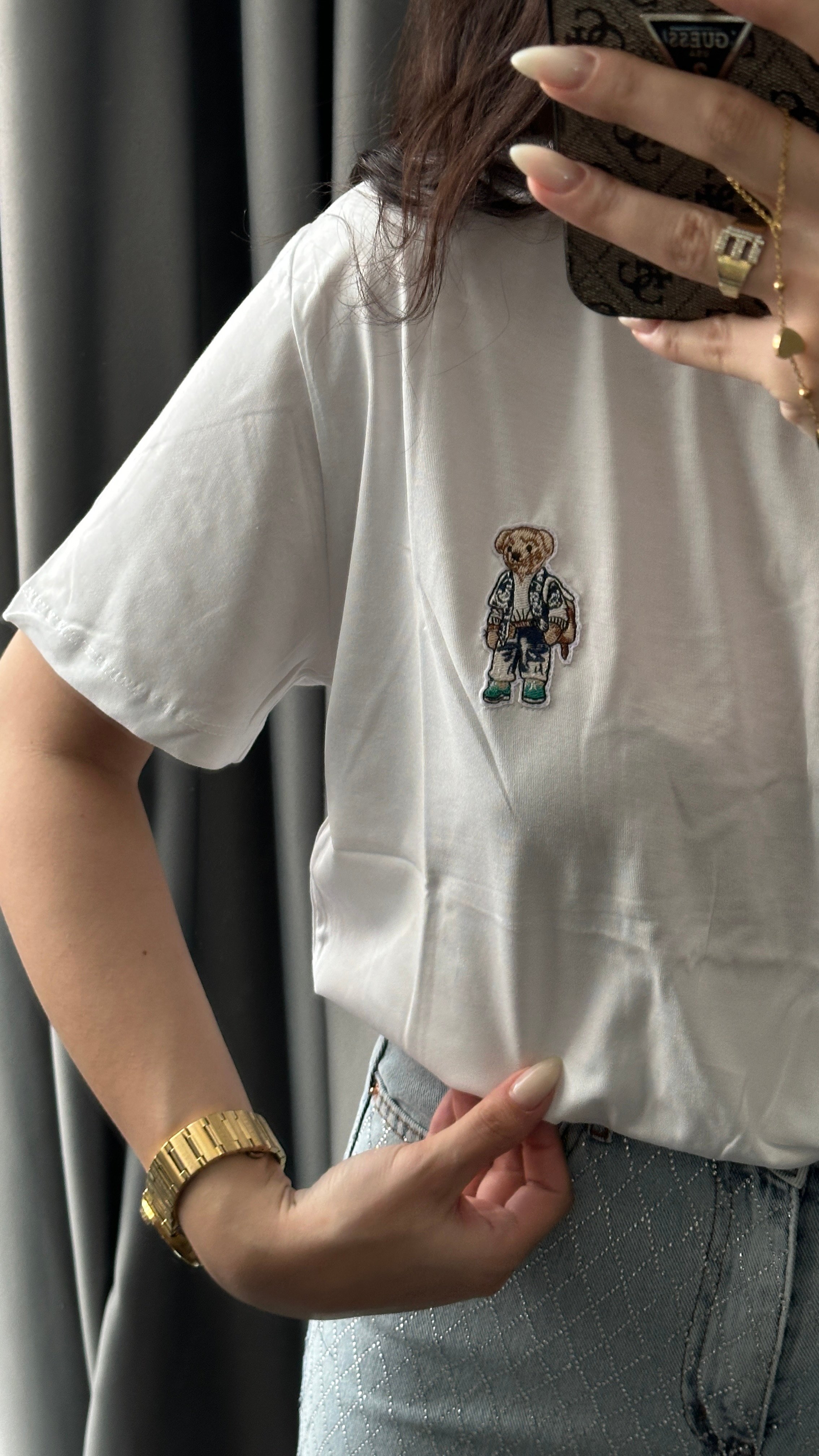 işleme ayıcıklı basic tshirt