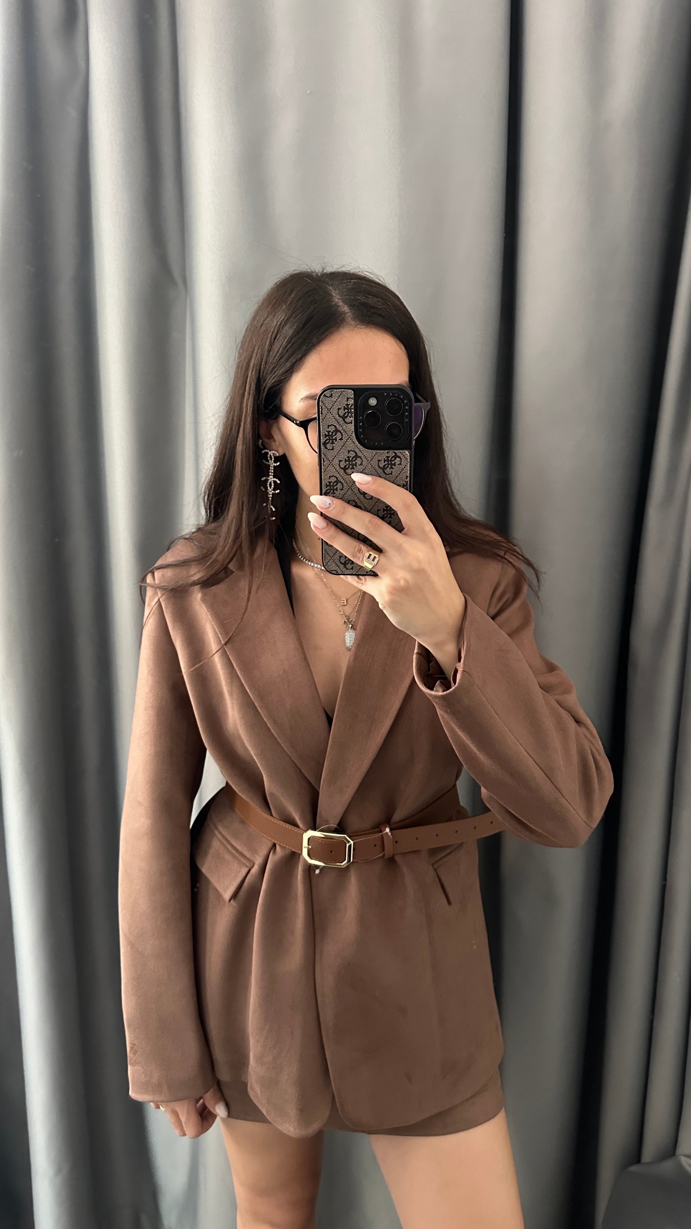 süet etek blazer takım