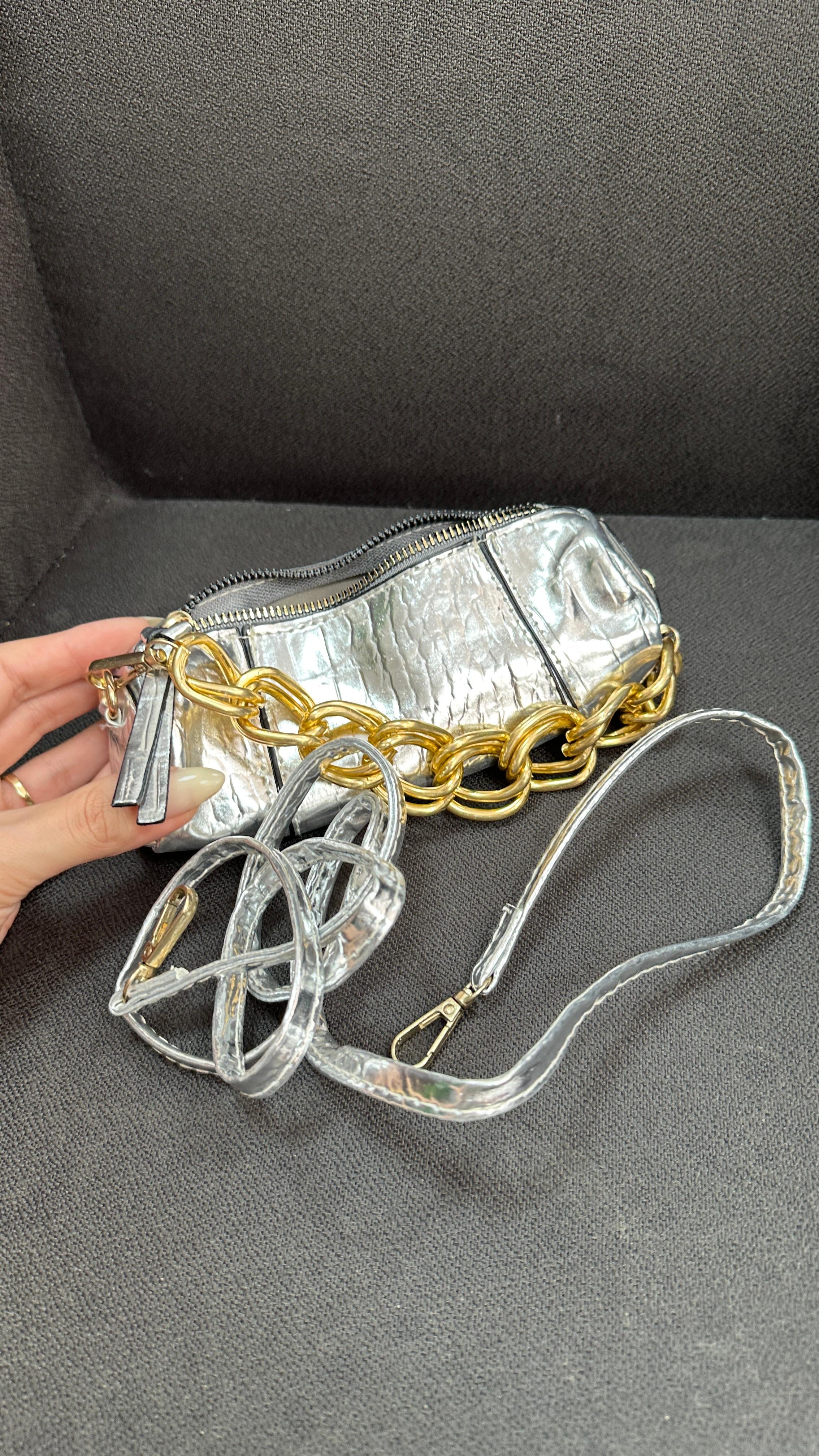 silver metalik silindir çanta 
