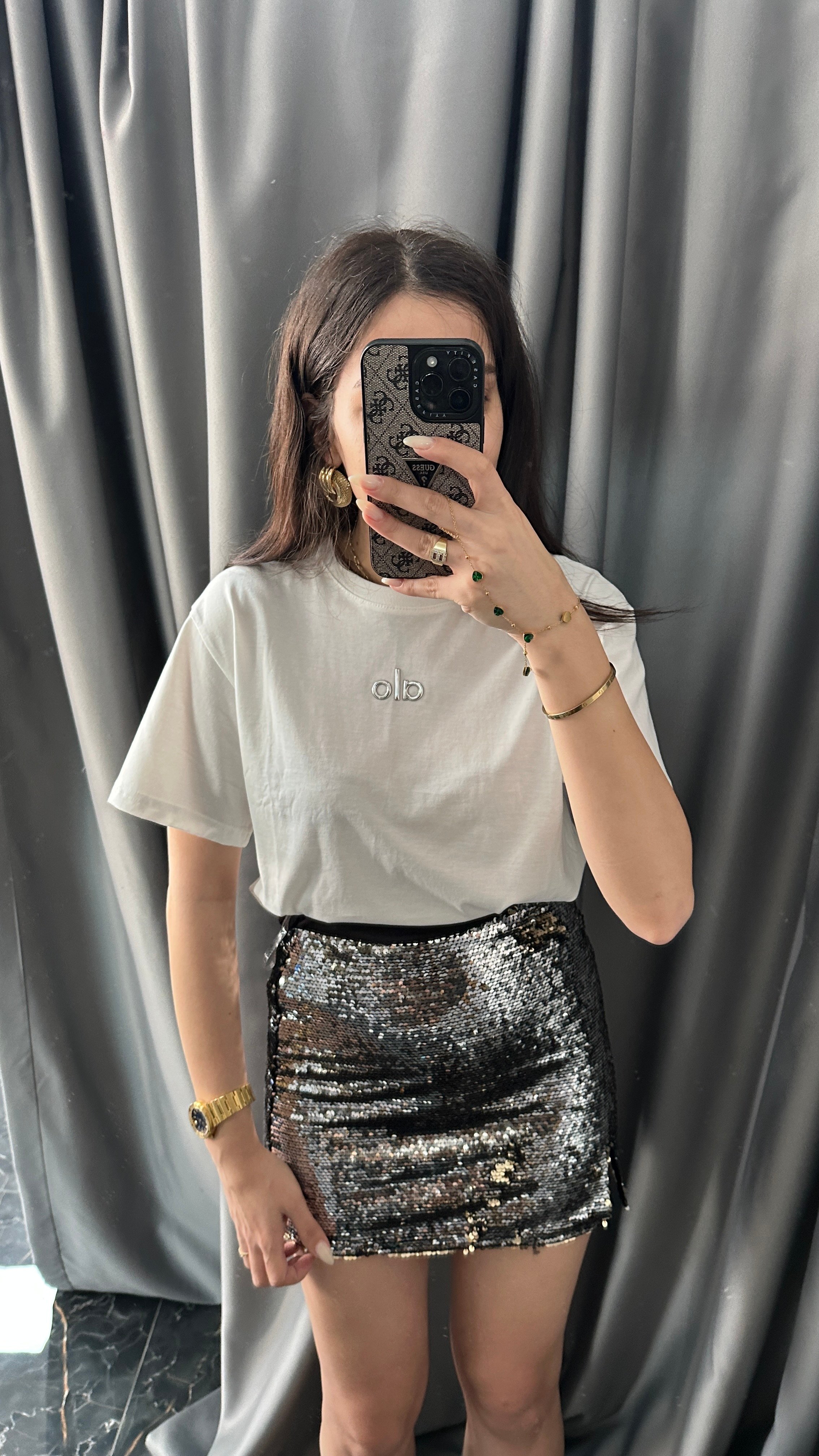gümüs yazılı beyaz tshirt