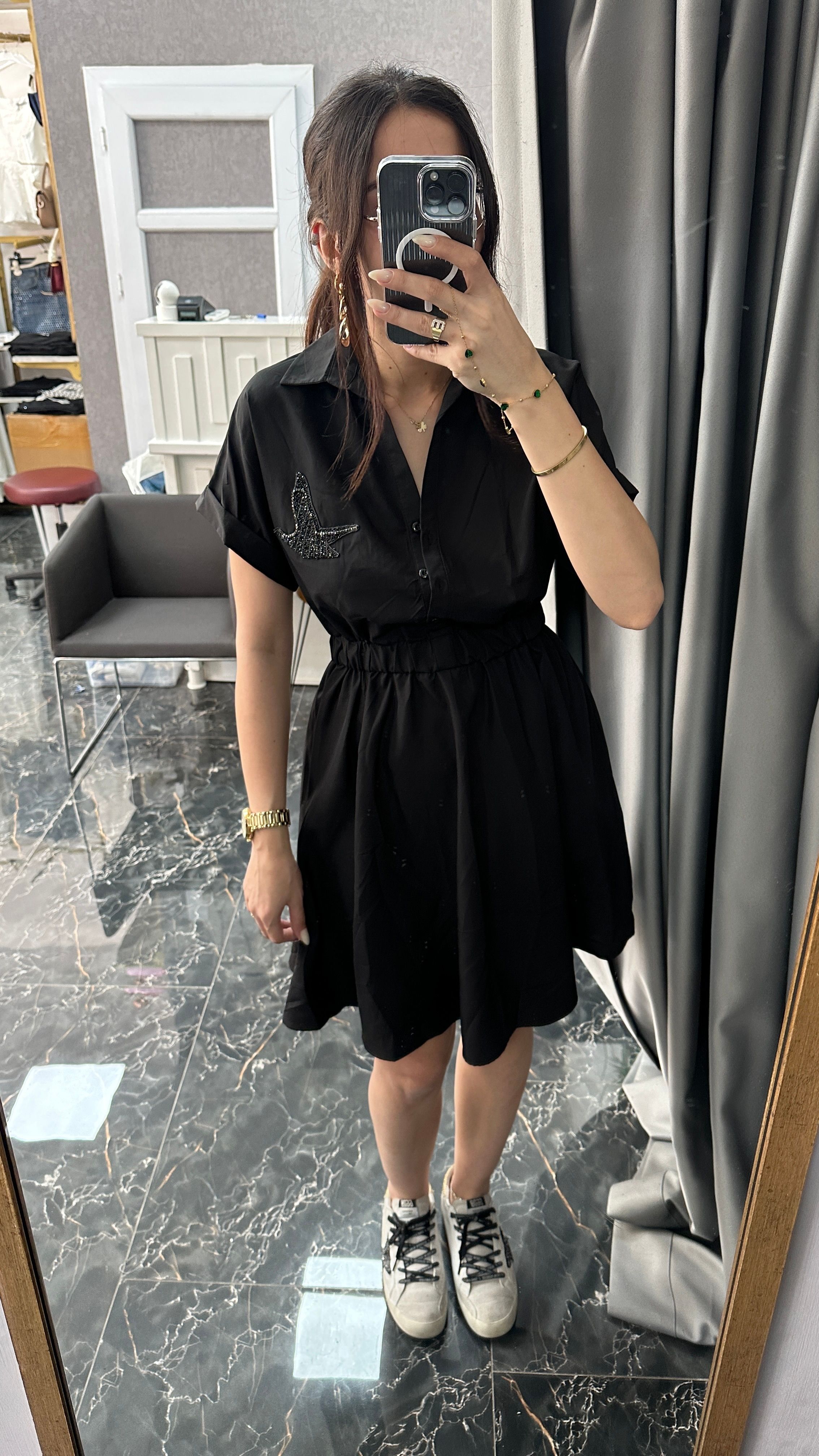 taşlı kuşlu elbise