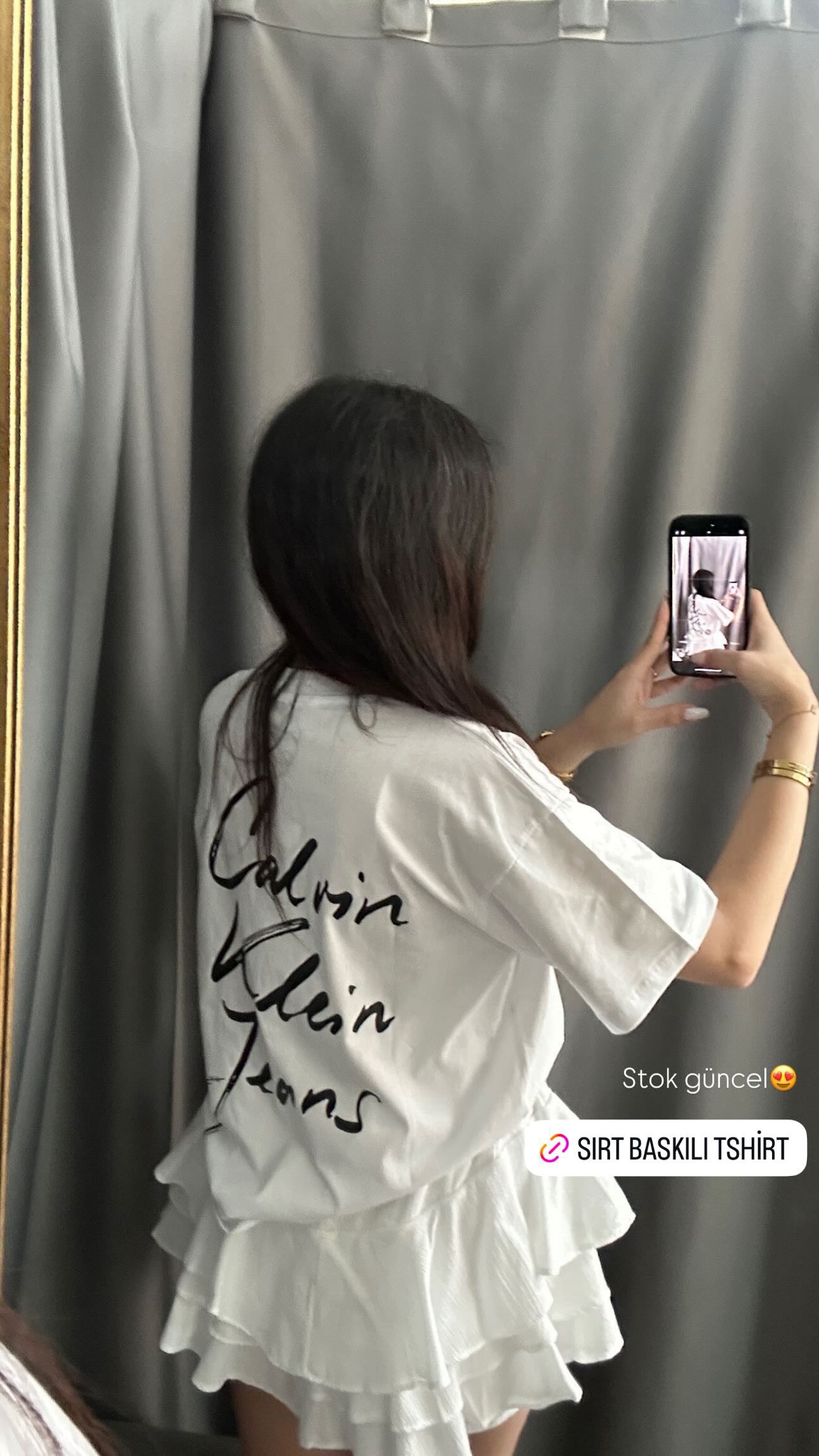 el yazı sırt baskı tshirt beyaz
