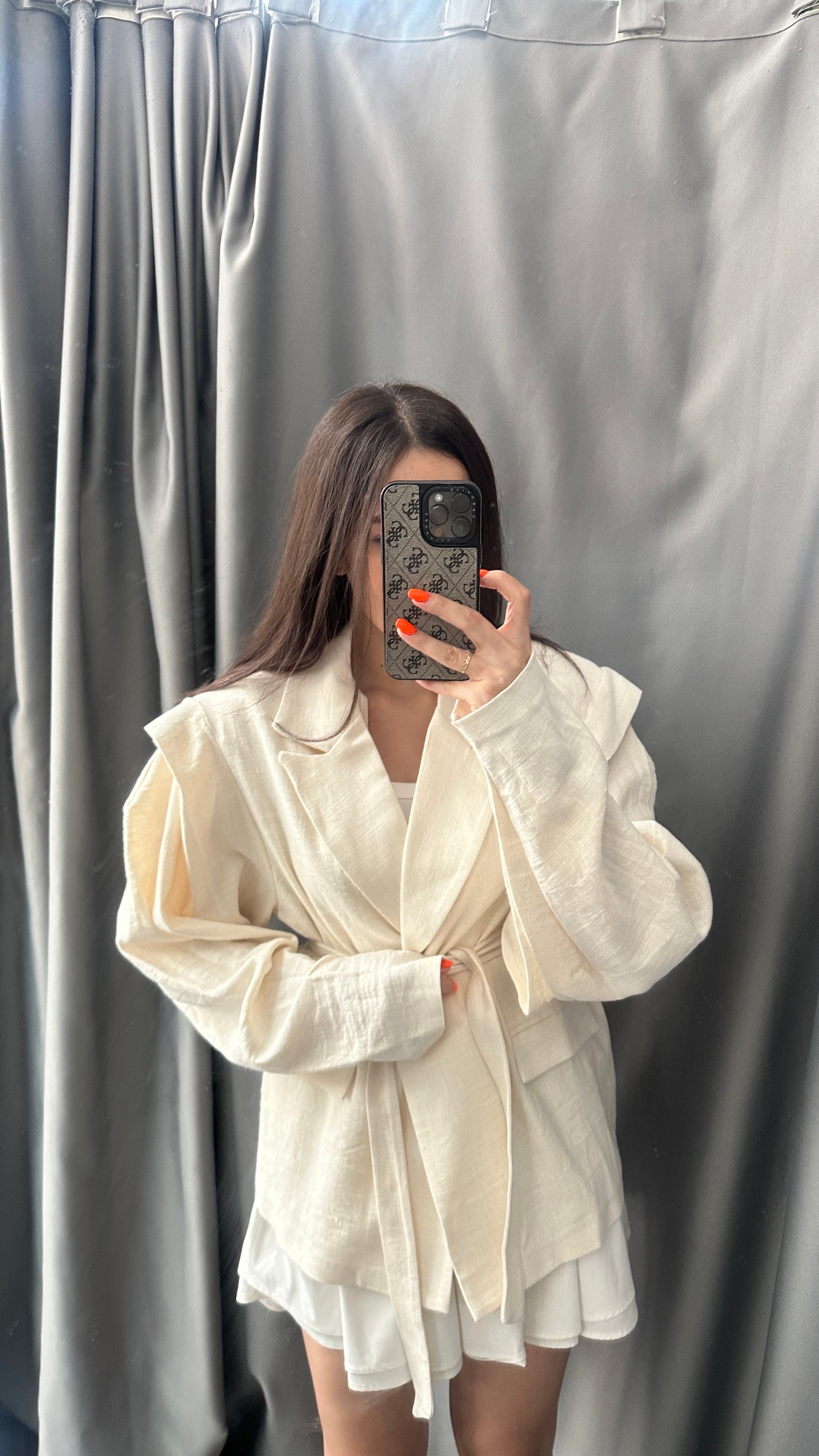 keten vatkalı blazer