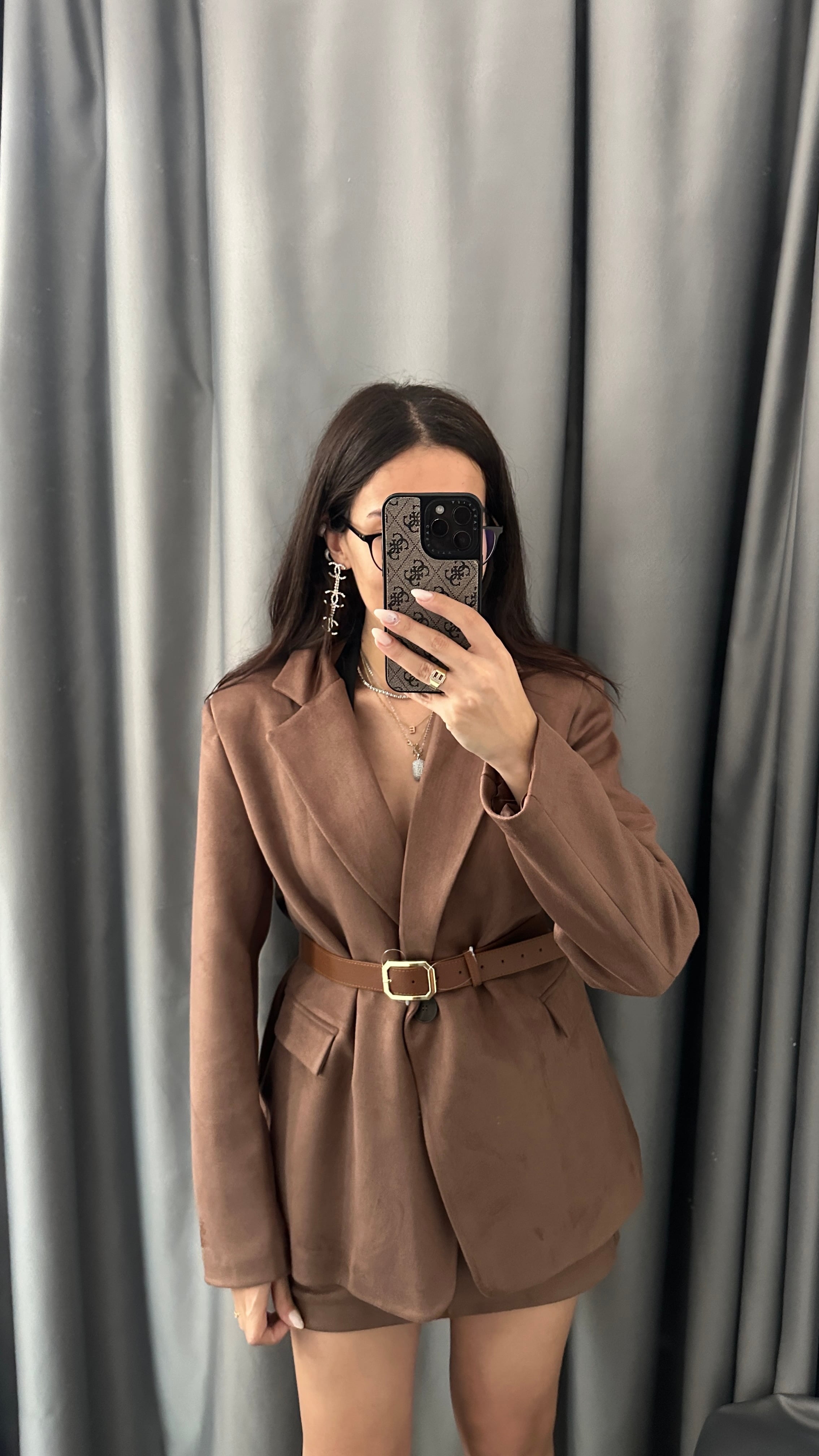 süet etek blazer takım