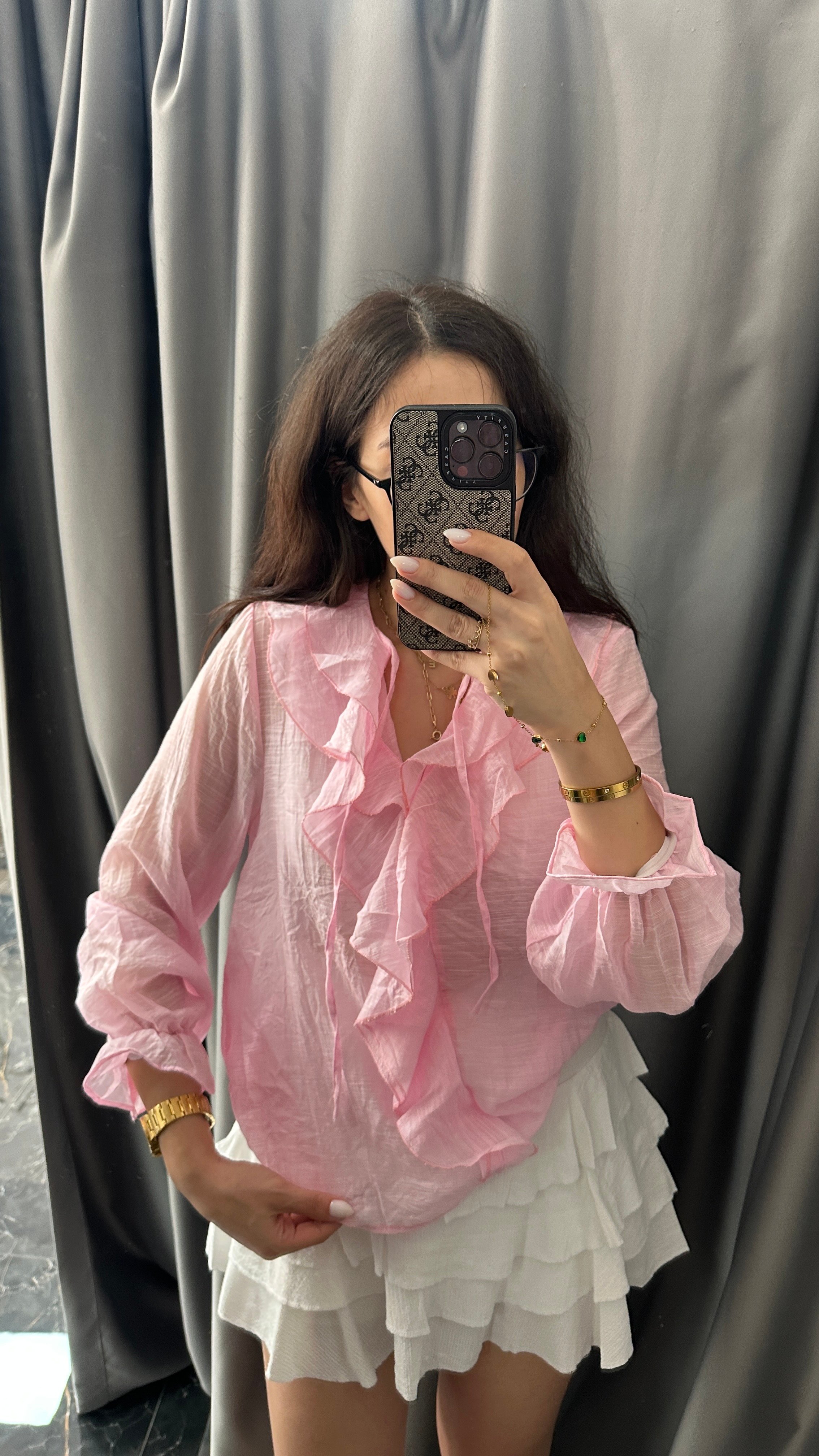 pembe transparan gömlek