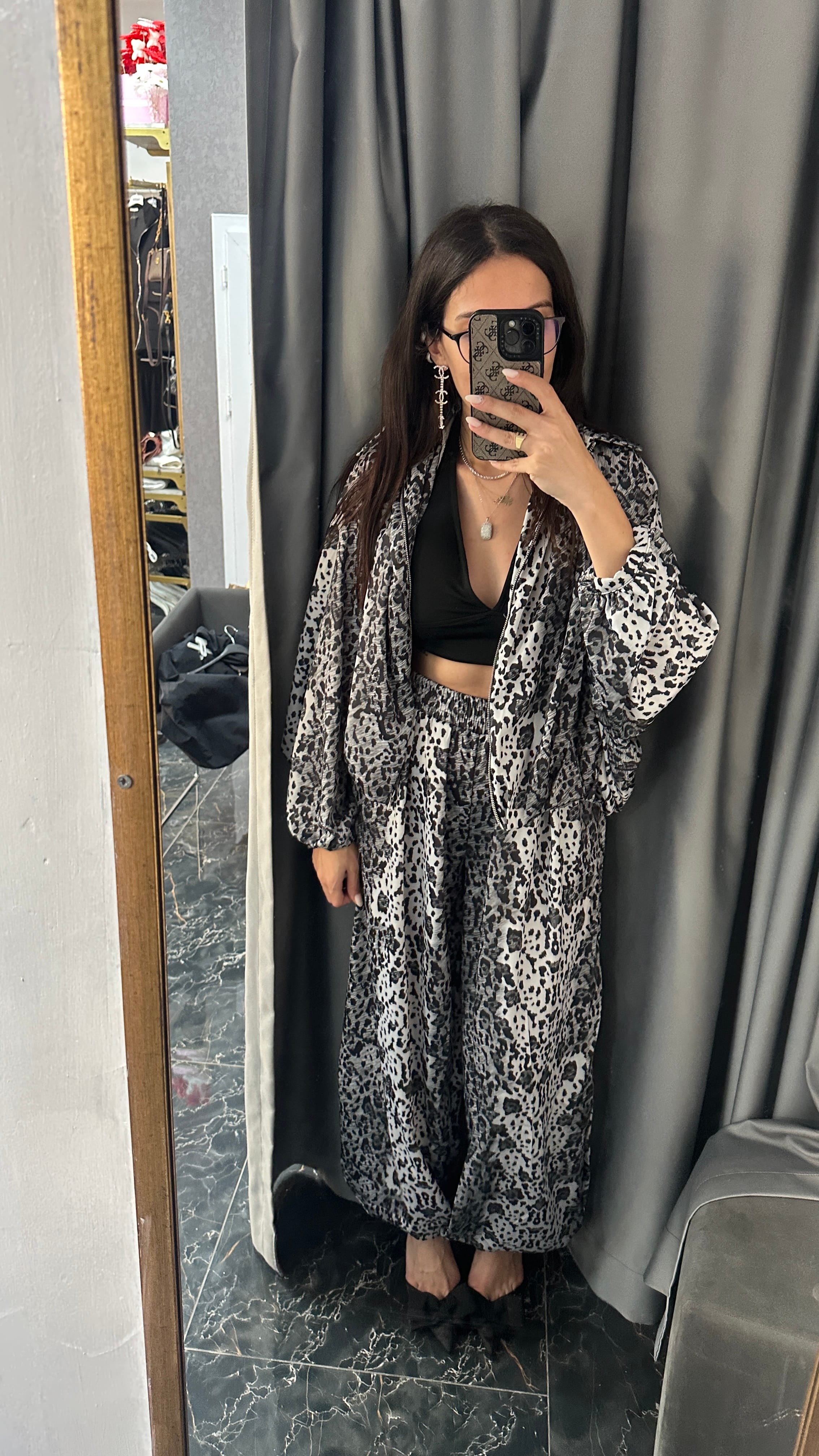 leopar saten takım