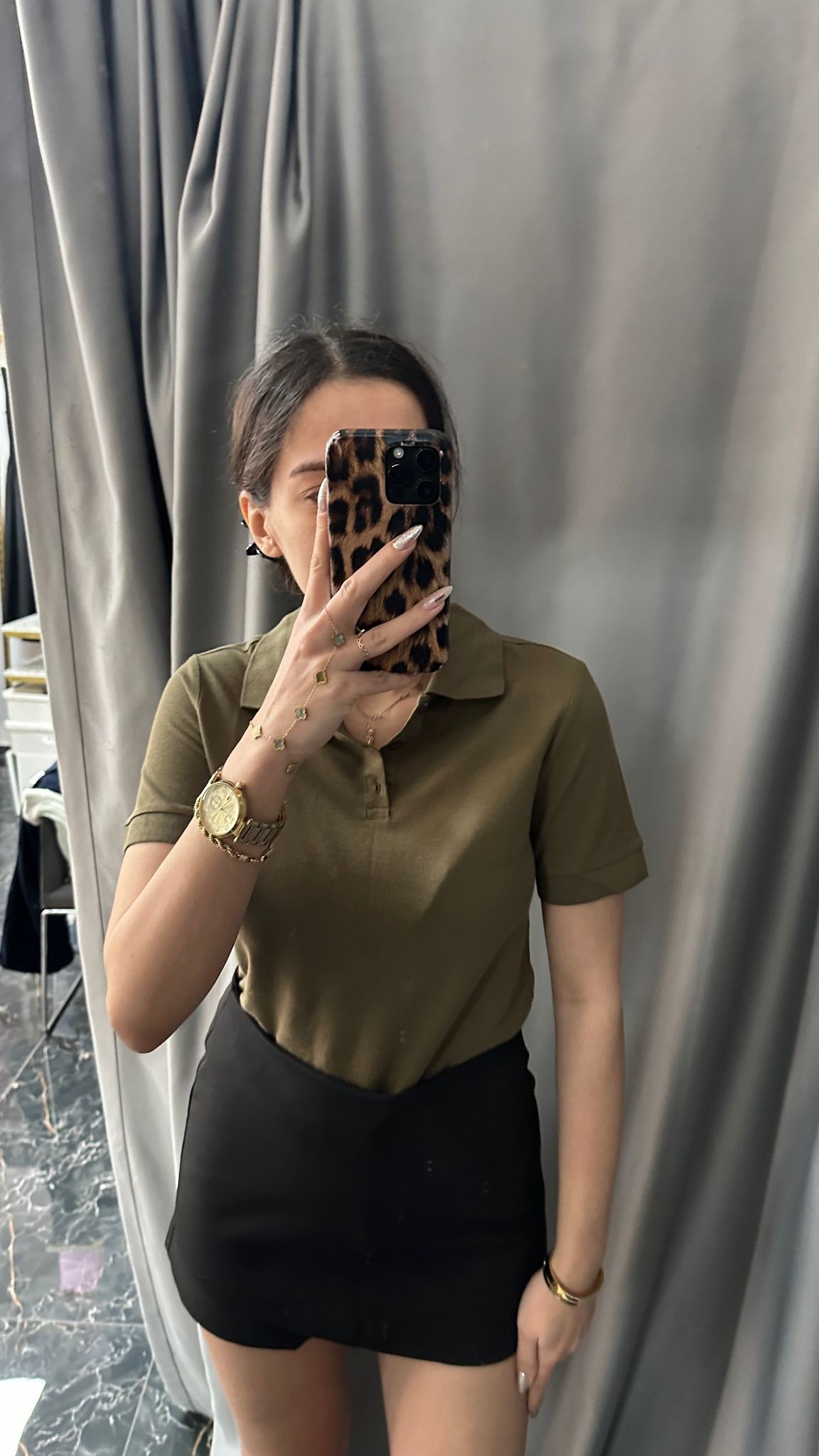 polo yaka basic tshirt haki