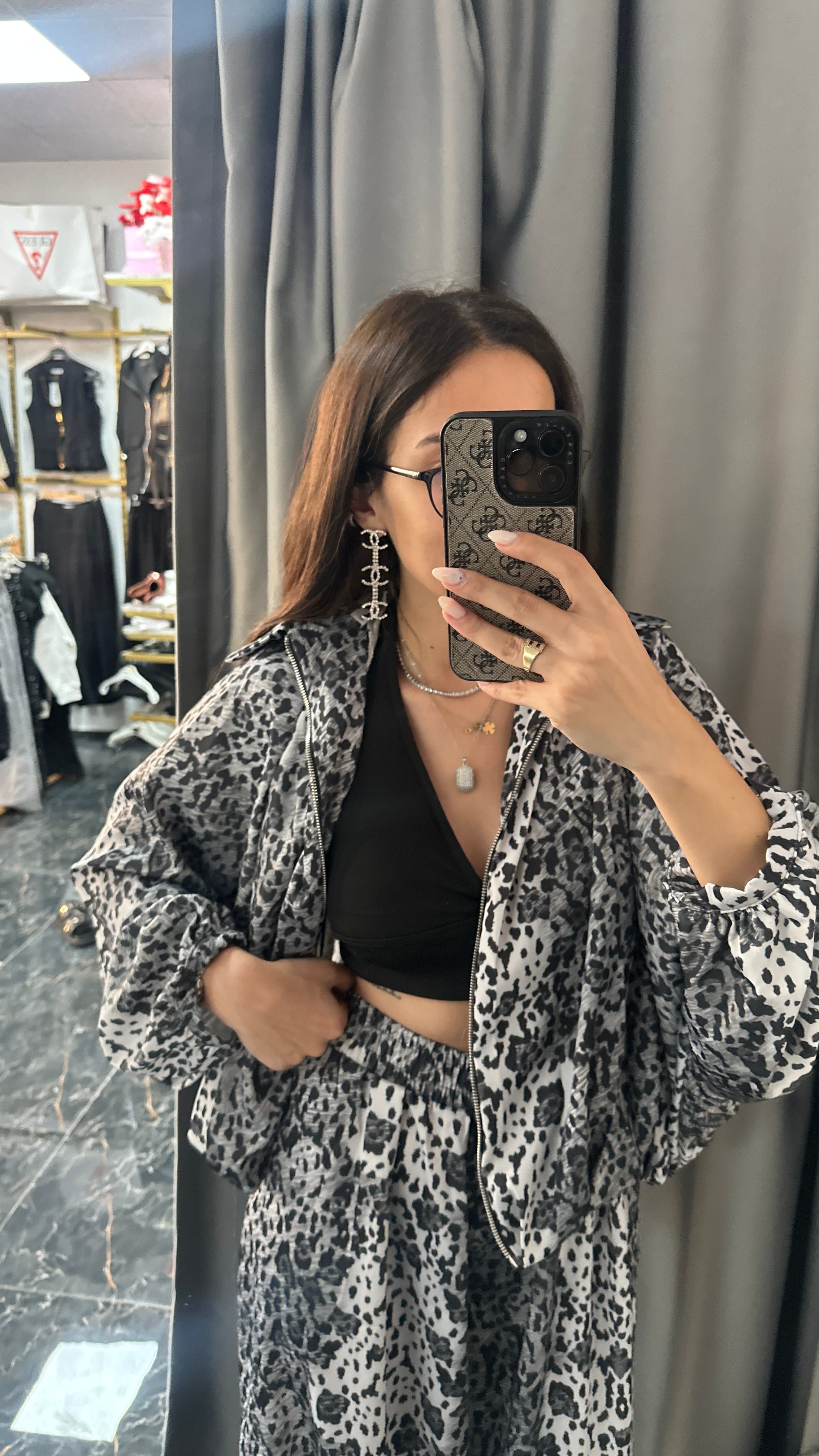 leopar saten takım