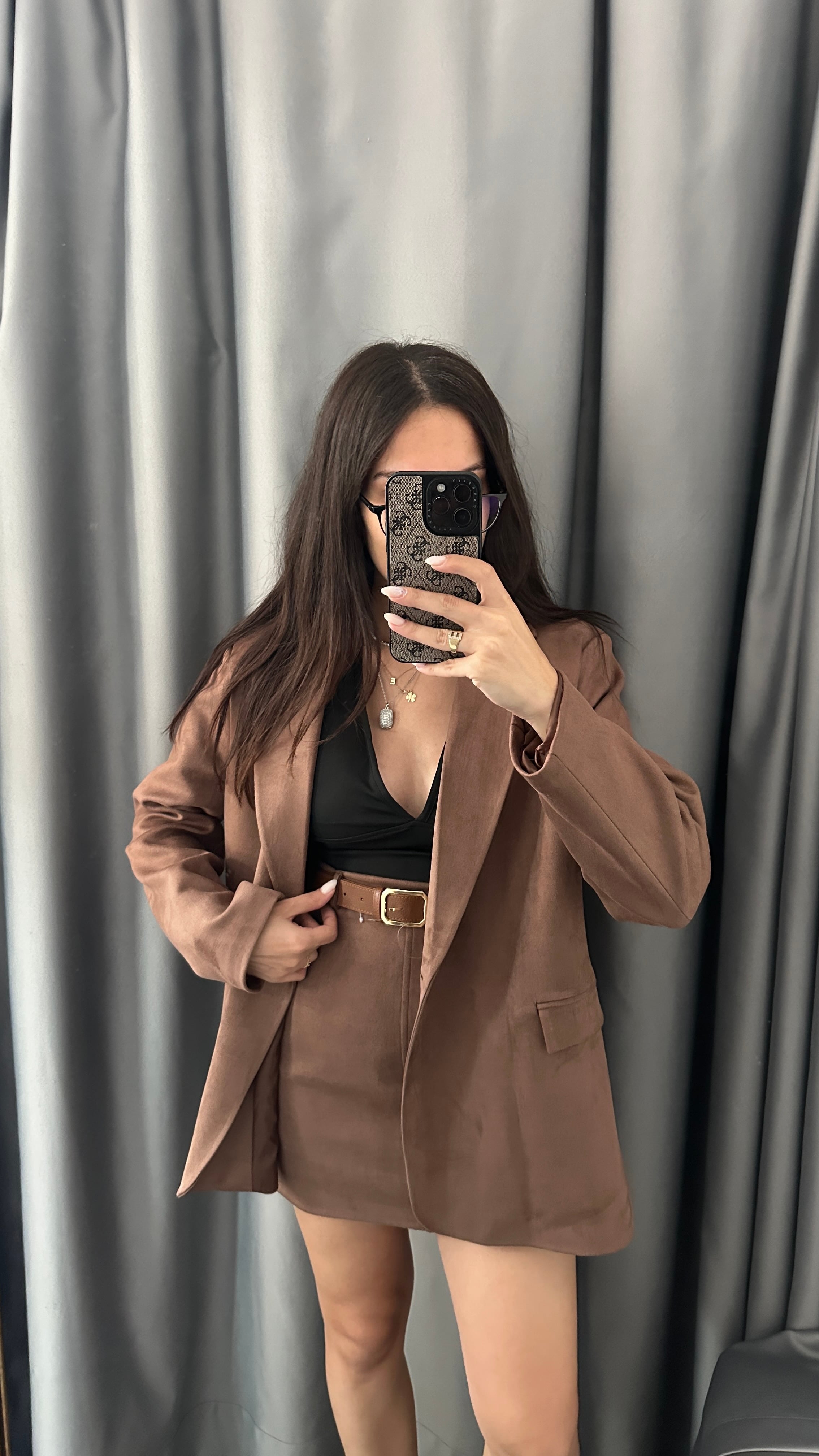 süet etek blazer takım