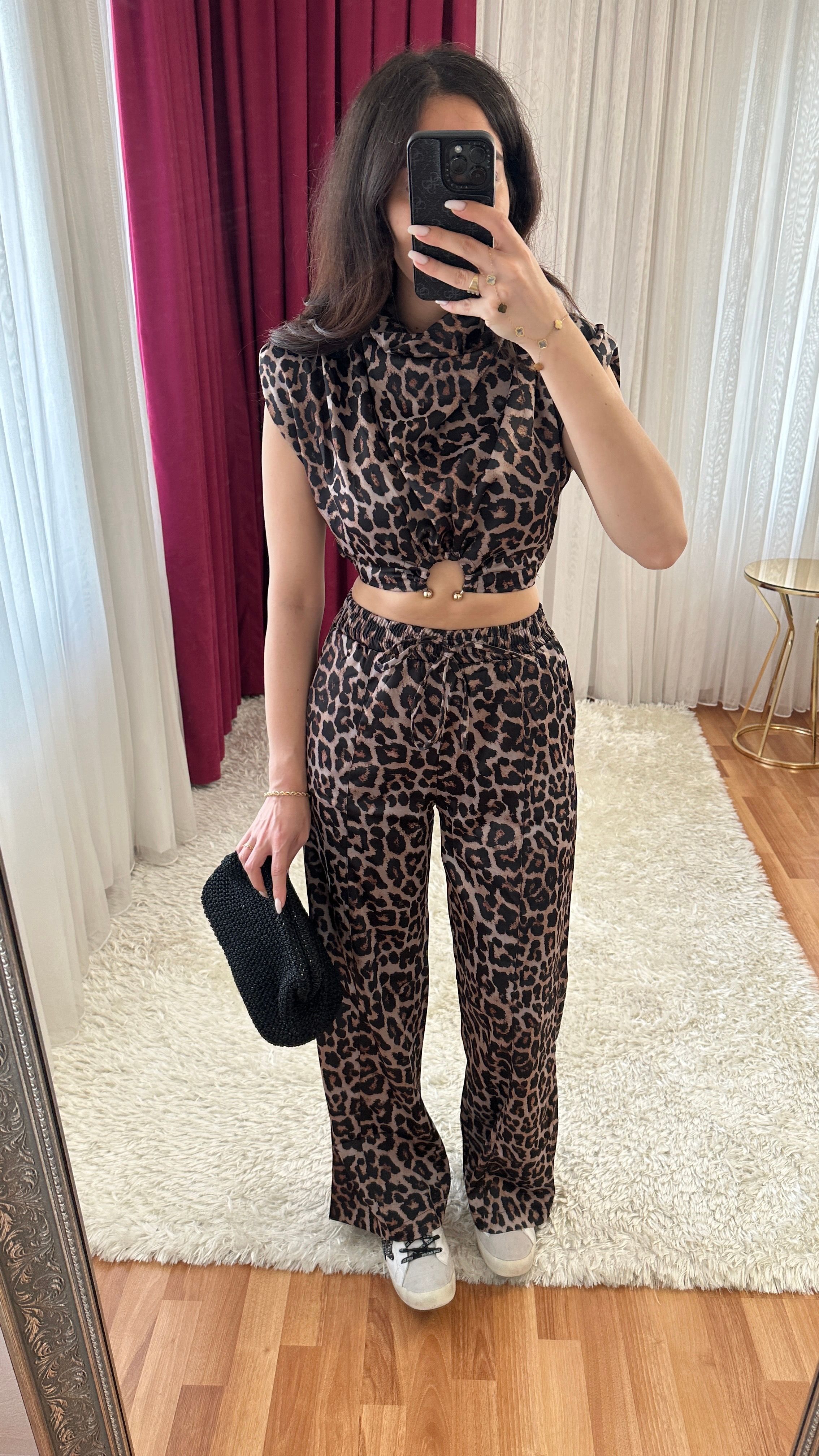 leopar saten takım