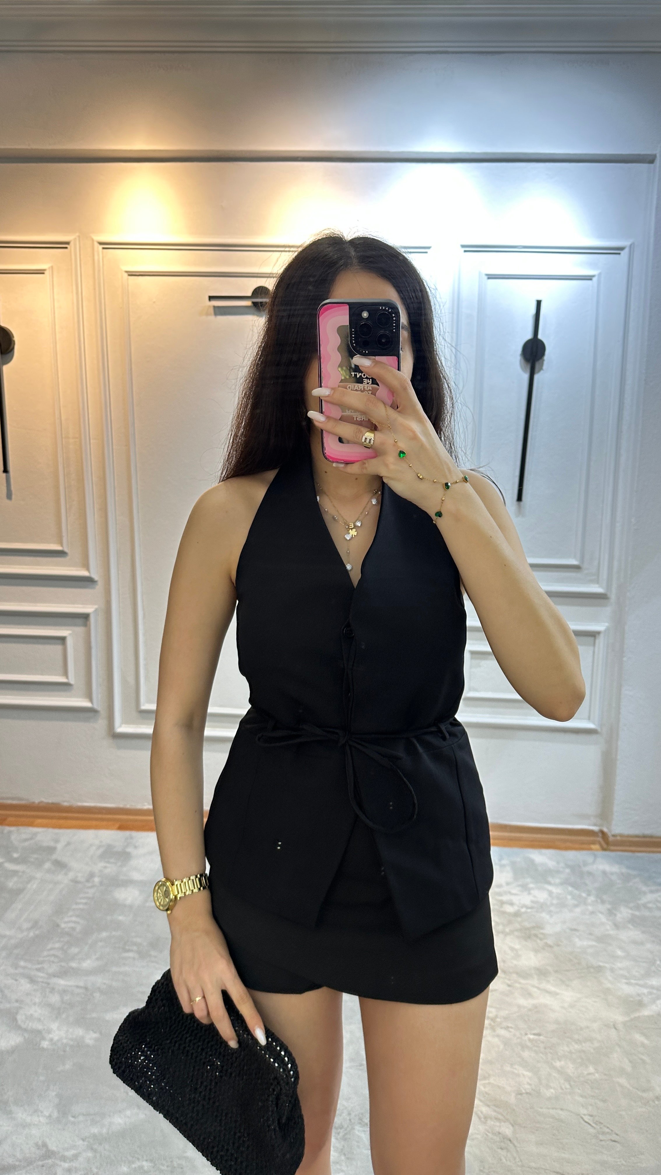 Halter Yaka Birleşimli Yelek