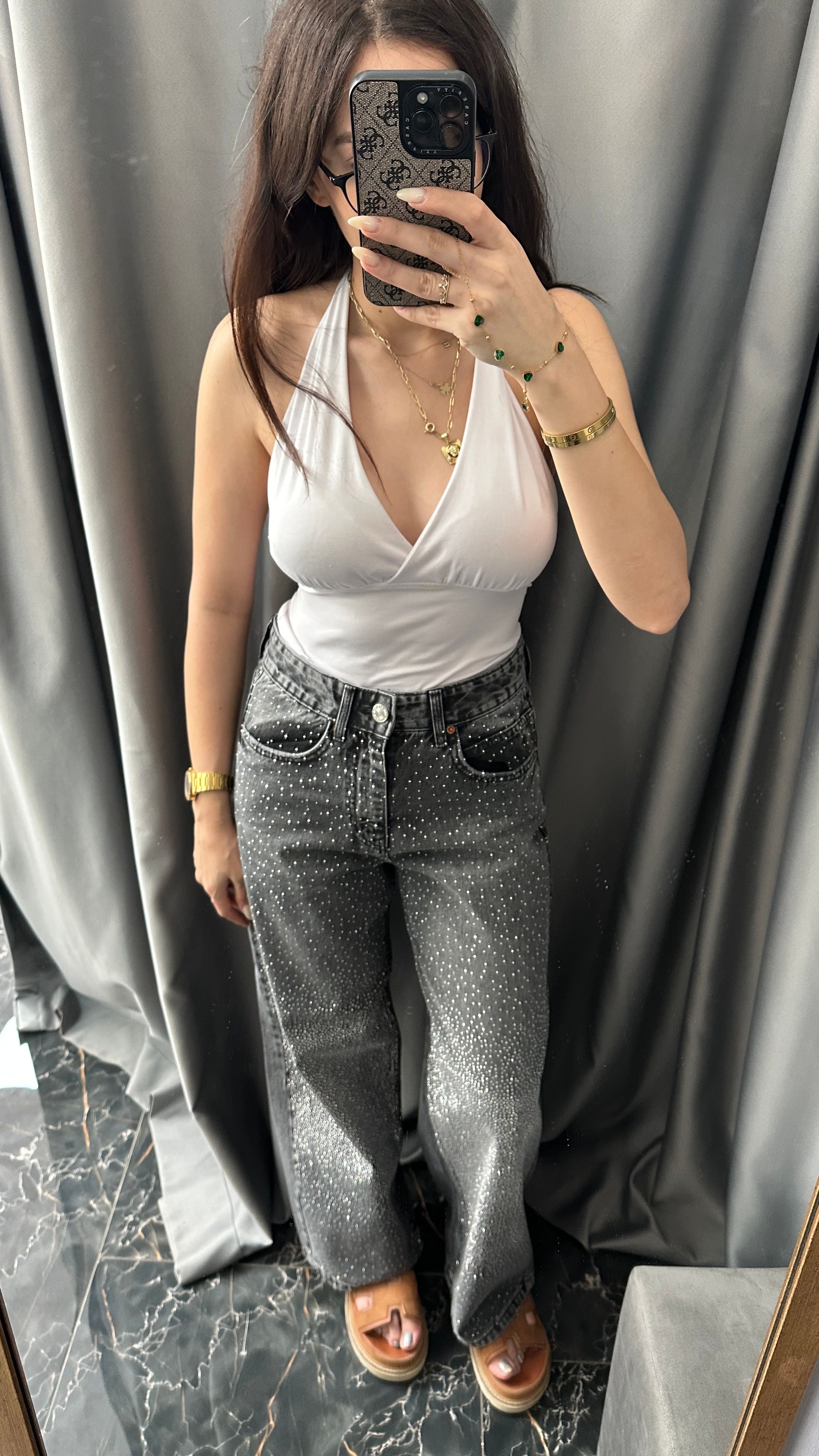 antrasit taşlı jean