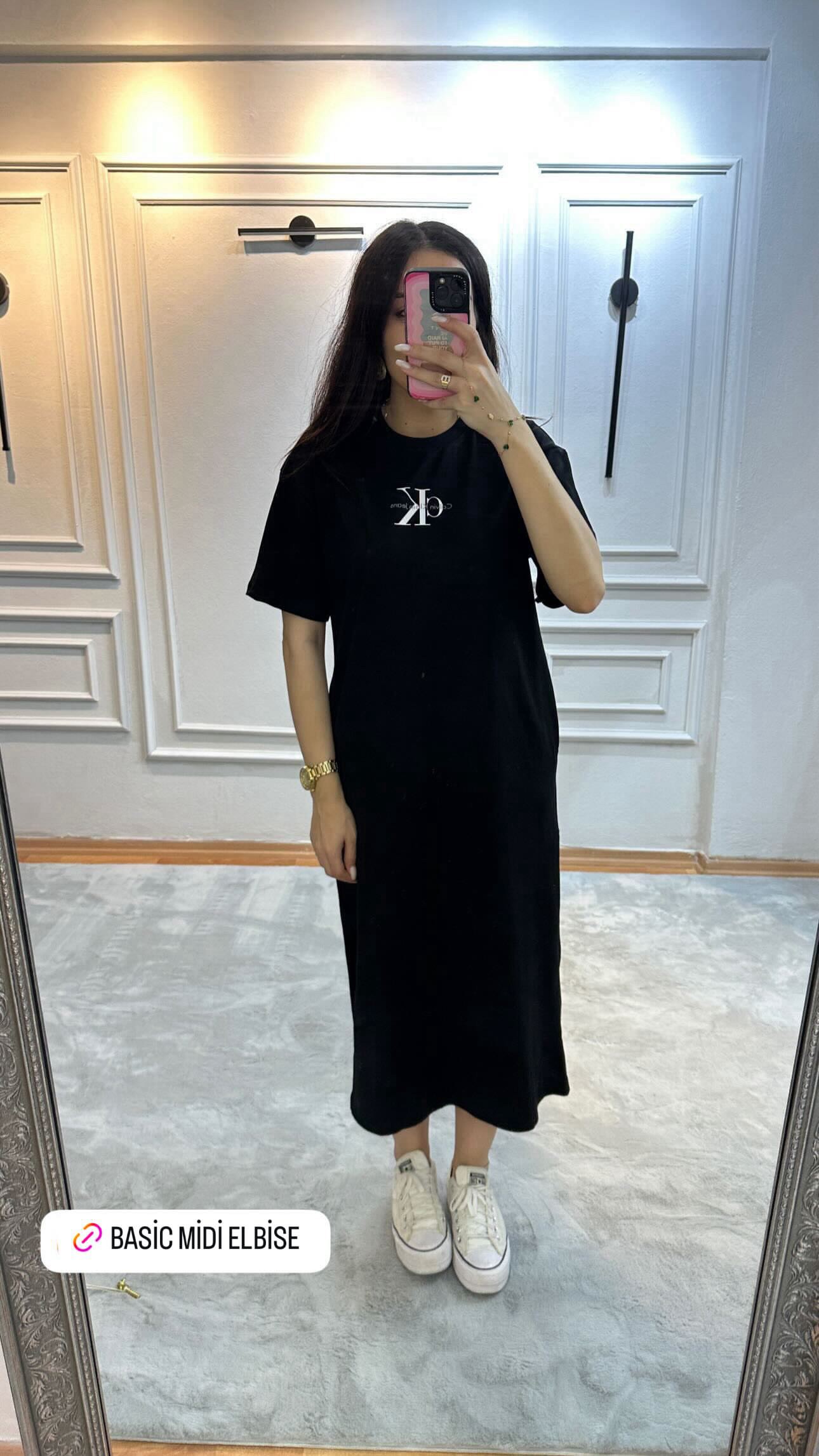 basic midi elbise