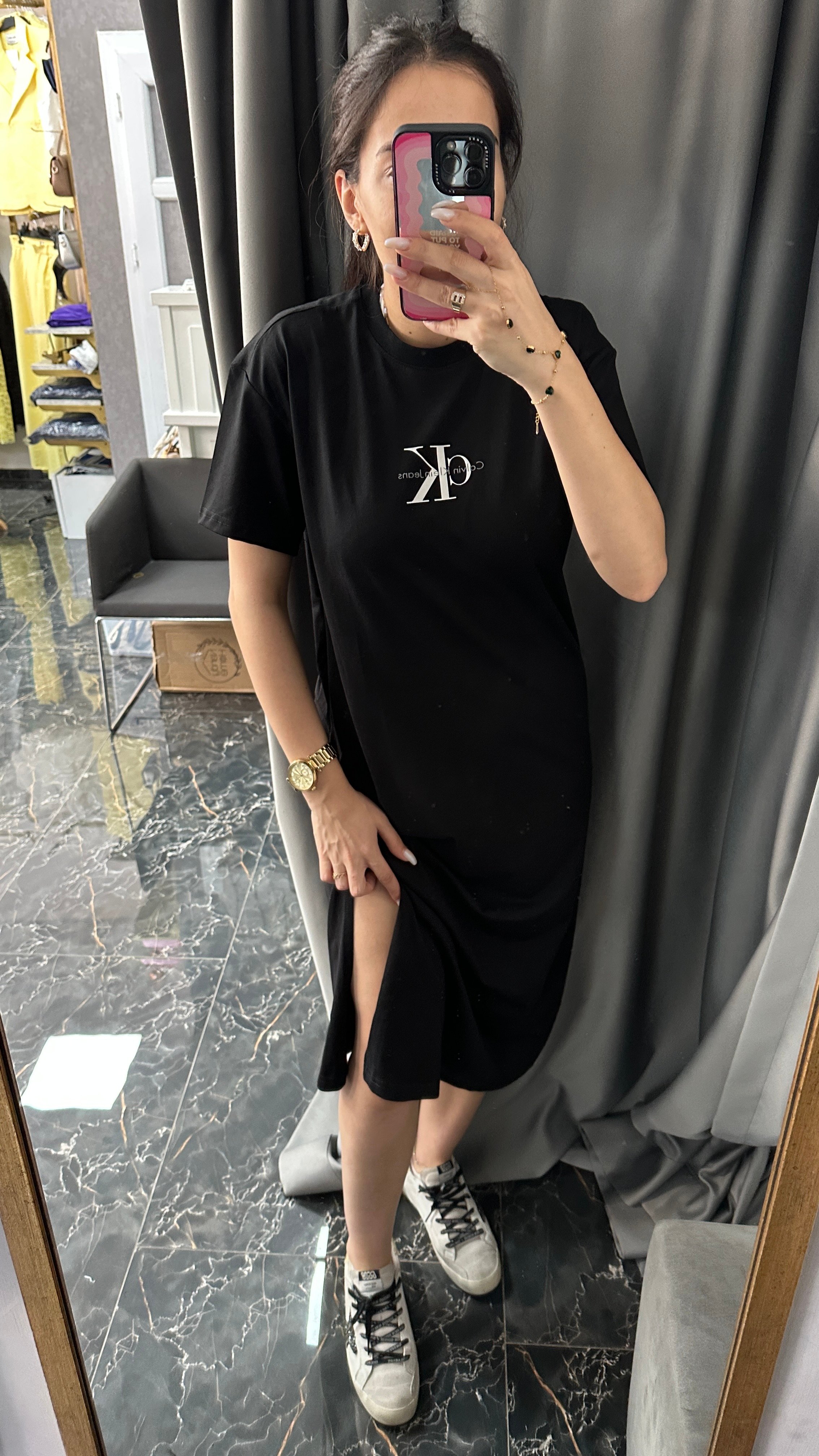 basic midi elbise 