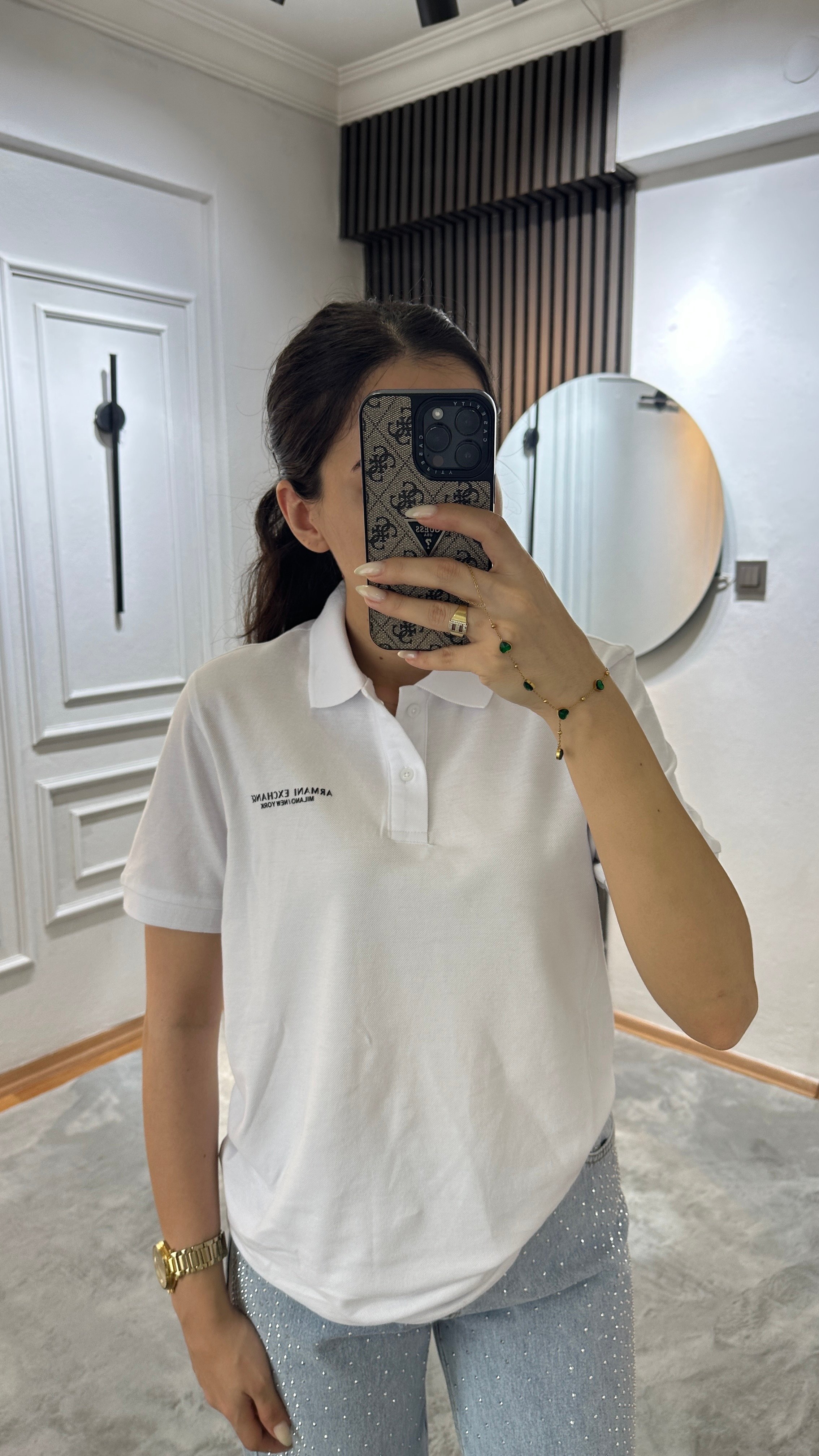 beyaz polo yaka unisex tshirt
