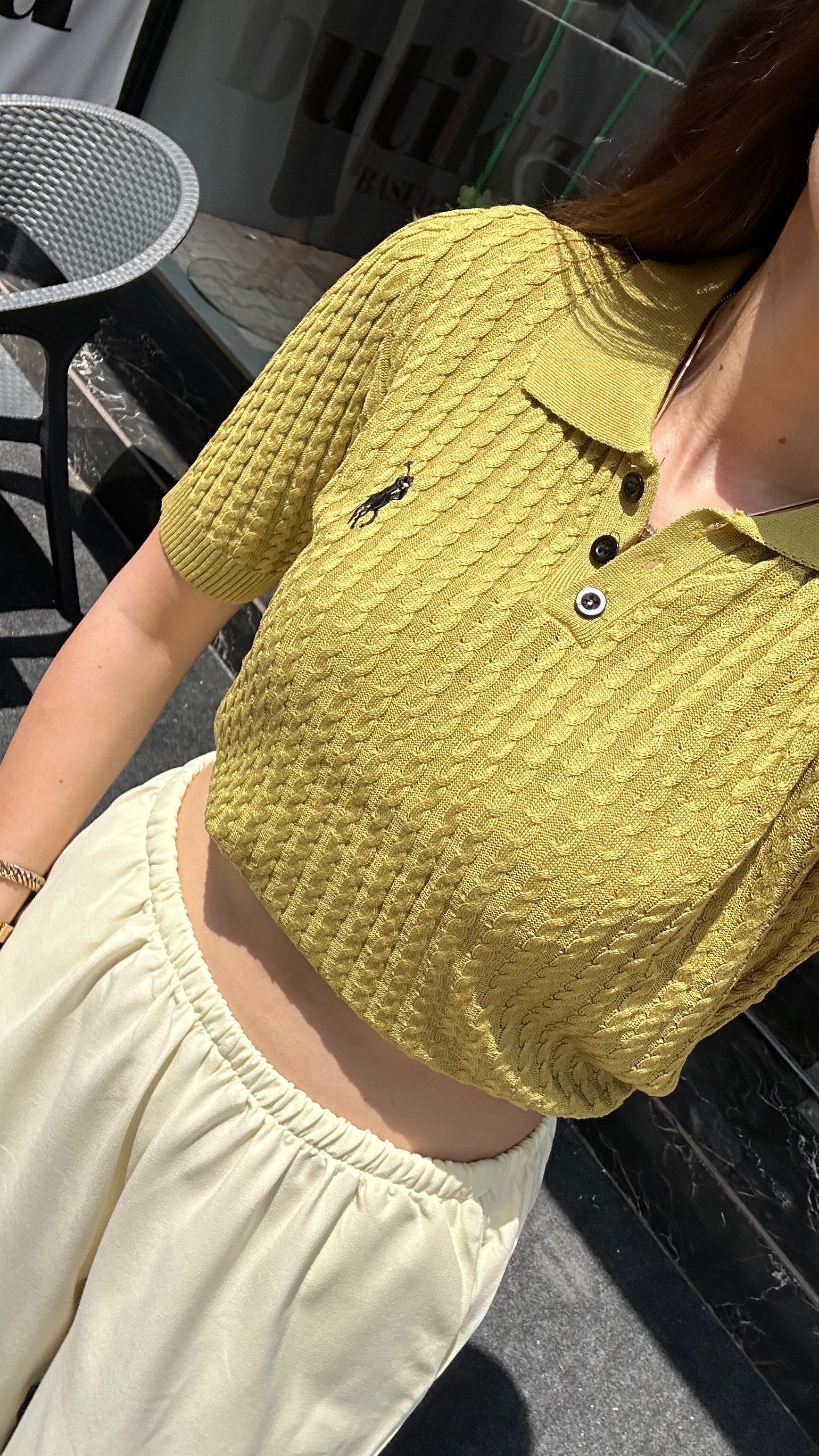 polo yaka yağ yeşili triko