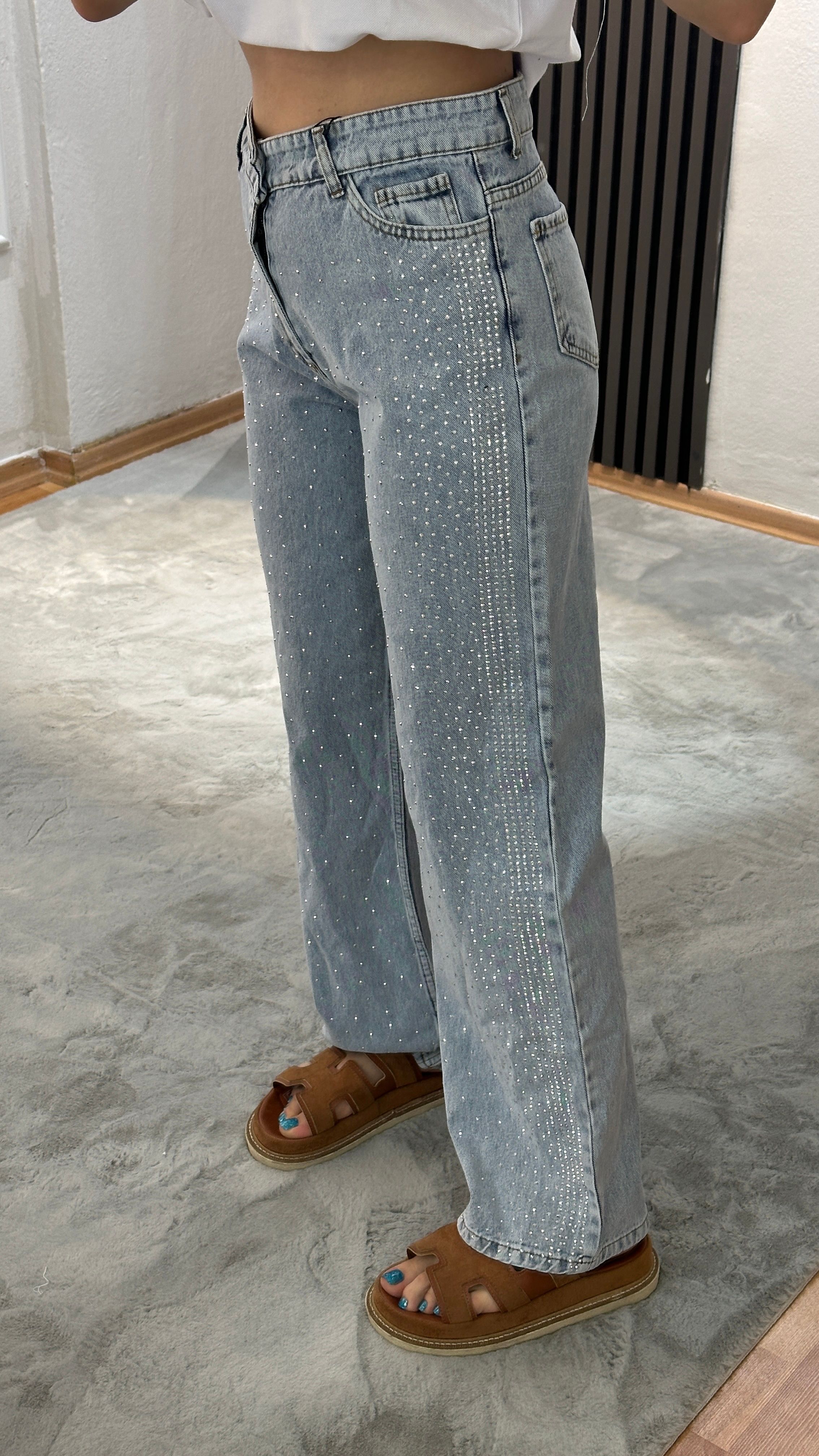 dağınık taşlı jean 