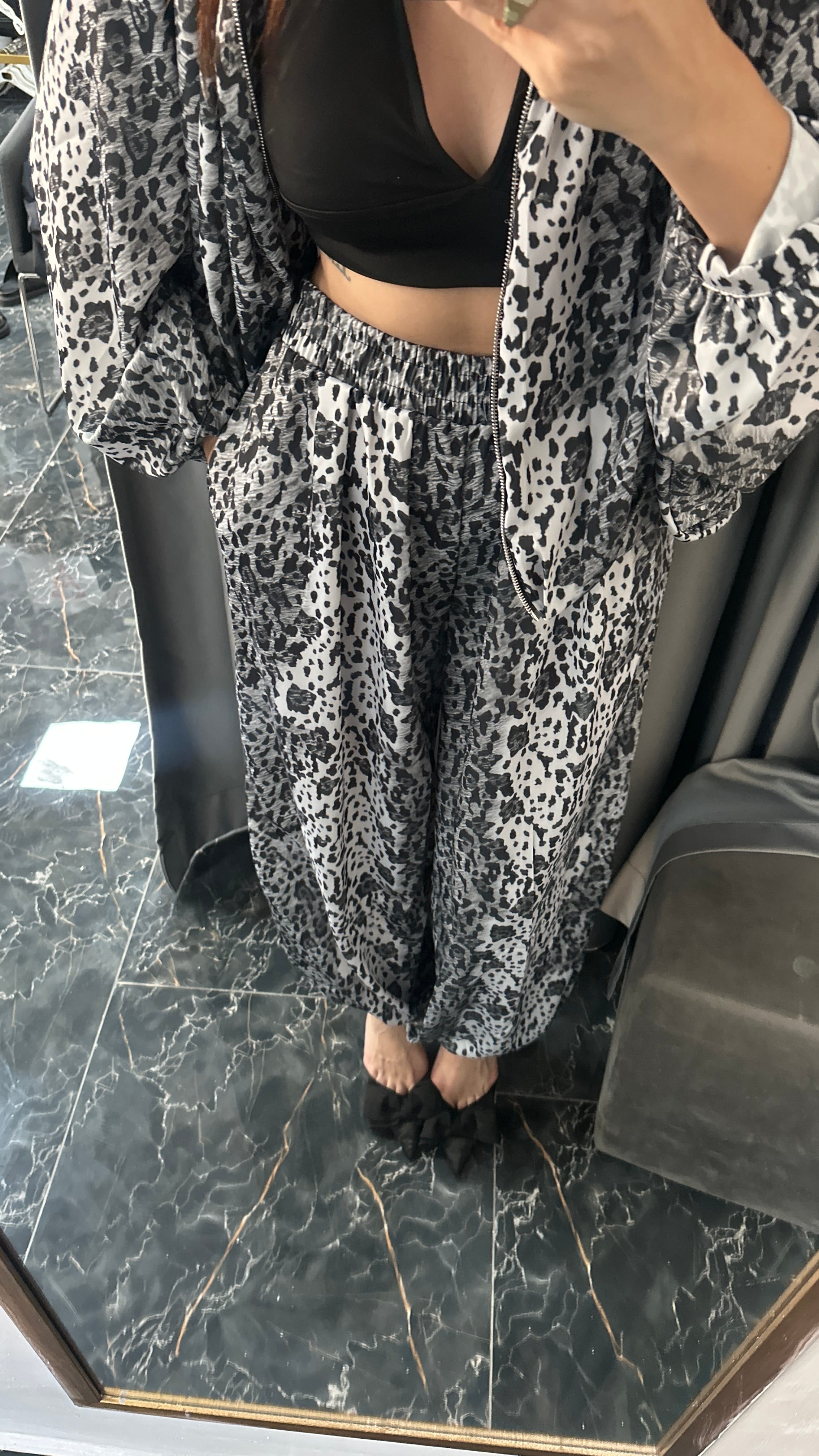 leopar saten takım