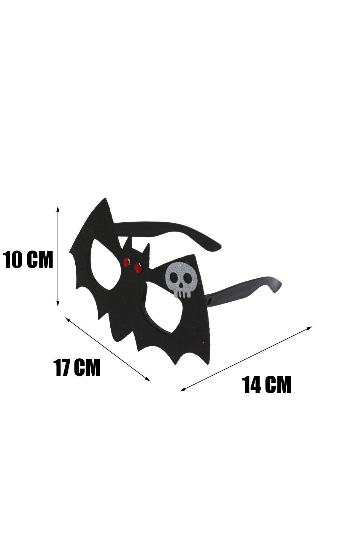 Halloween Parti Gözlüğü Simli Taşlı Siyah Yarasa