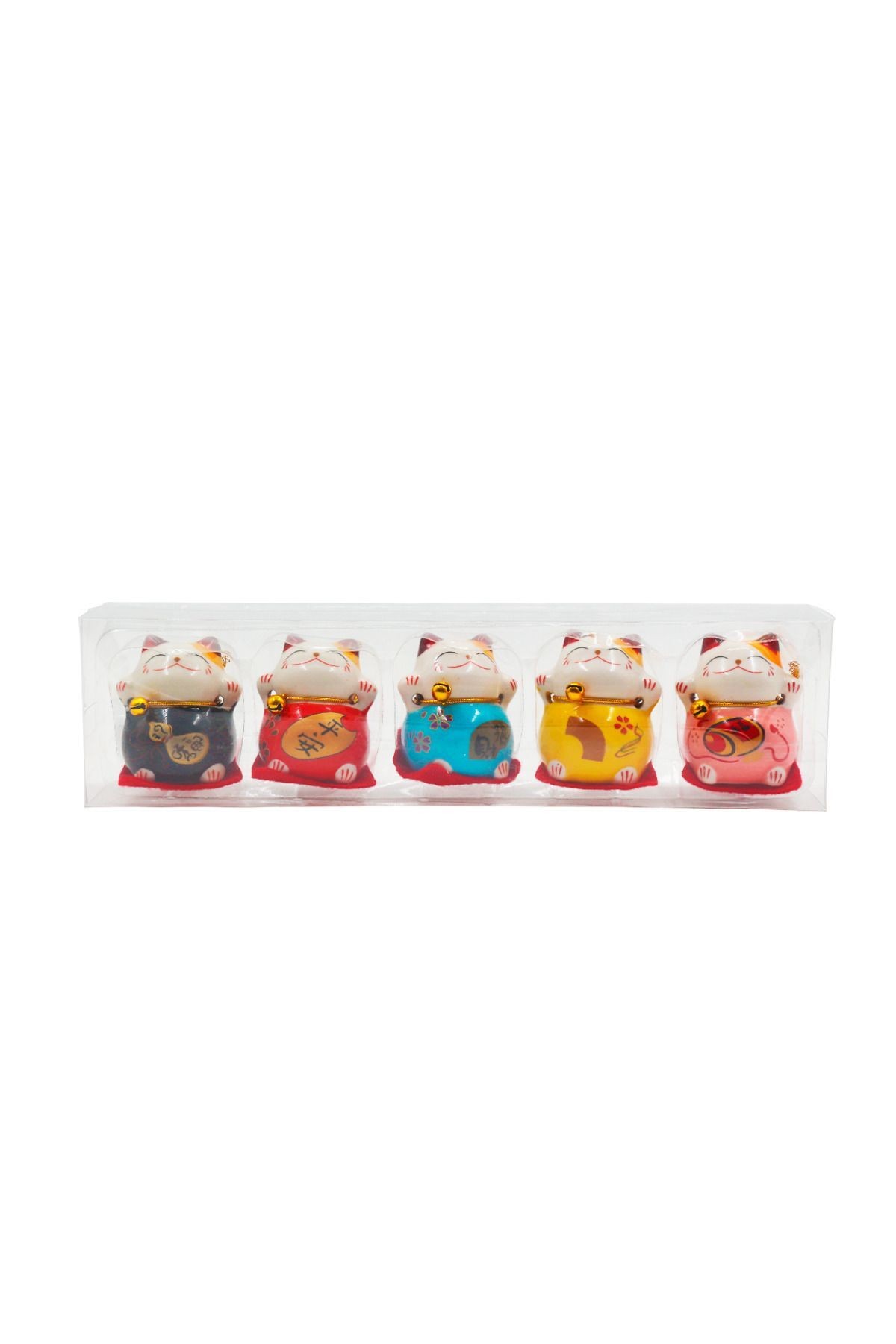 Japon Şans Kedisi Mini Porselen 4 cm 5 Adet