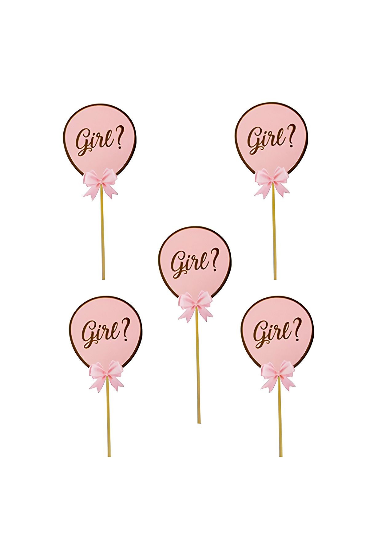 Konuşma Balonu Altın Varaklı Pembe Girl Baskılı 5 Adet