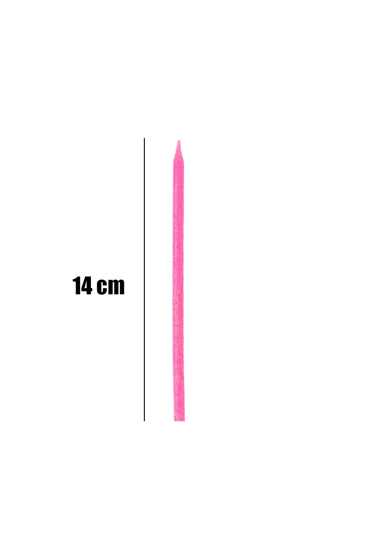 Pembe Simli Pasta Mumu 14 Cm 6 Adet