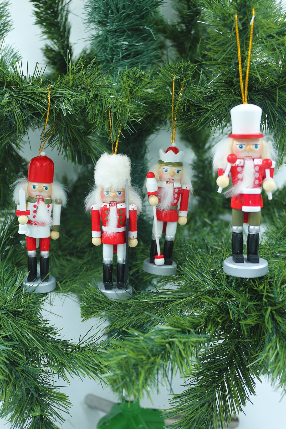Kurşun Asker Fındıkkıran 4 Adet 13 cm Nutcracker Yılbaşı Ağacına Asılabilen Yeni Yıl Dekoru