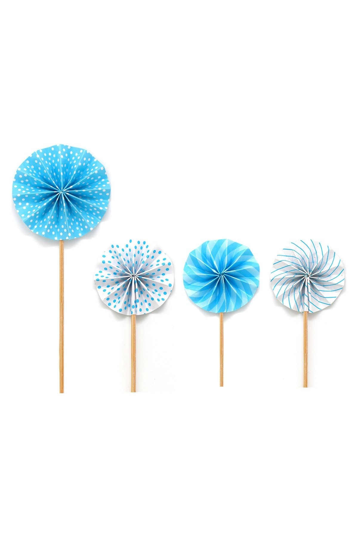 Mavi Mini Yelpaze Kürdan Cupcake ve Pasta Süsü 4 Adet