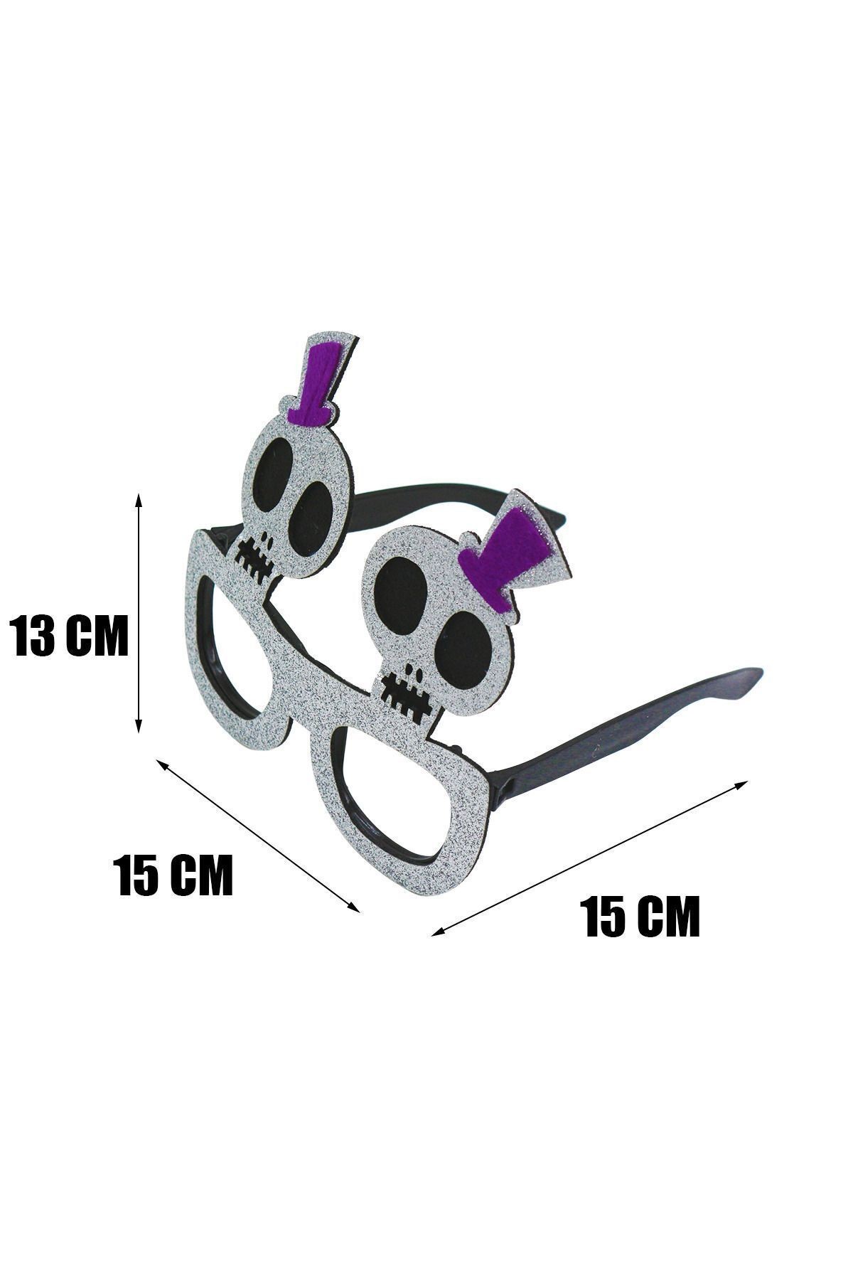 Halloween Parti Gözlüğü Simli Cadı Şapkalı Kurukafa