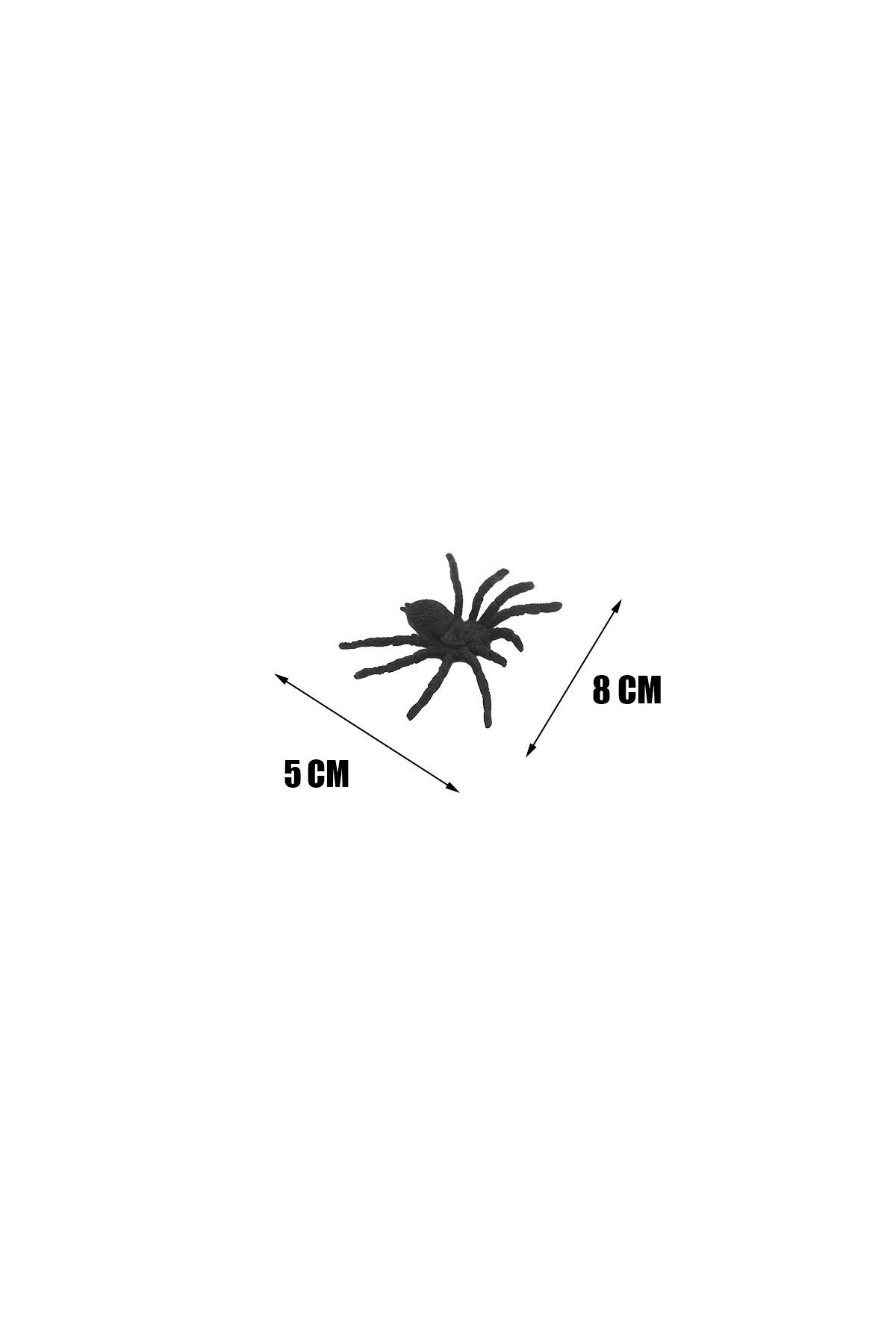 Halloween Plastik Minik Örümcek Figür 6 Adet 8 cm