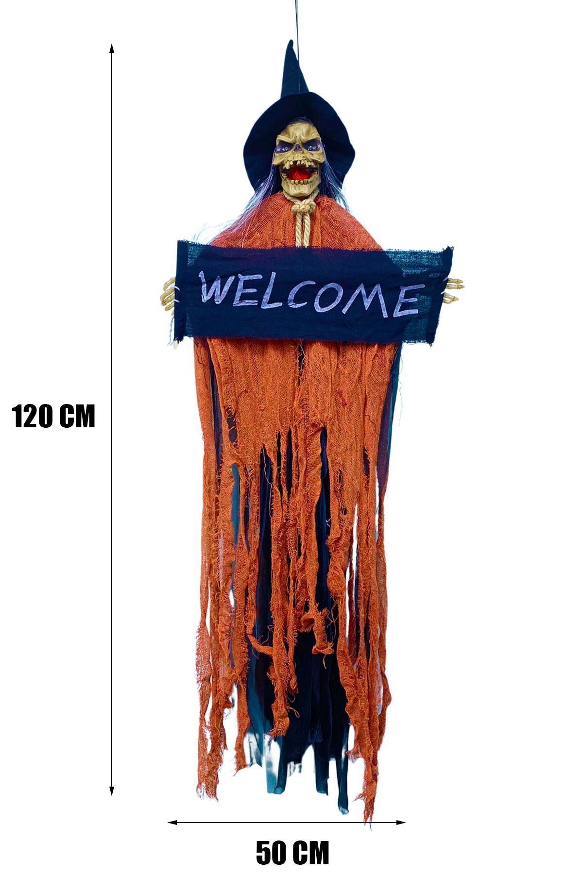 Halloween Kuru Kafa Korkuluk Işıklı Sesli 120 cm