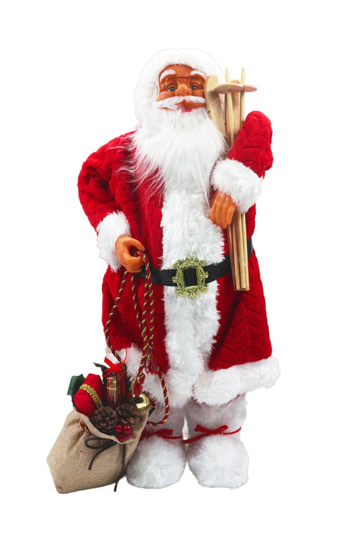 Dekoratif Noel Baba 65 cm Kırmızı Beyaz Kıyafetli