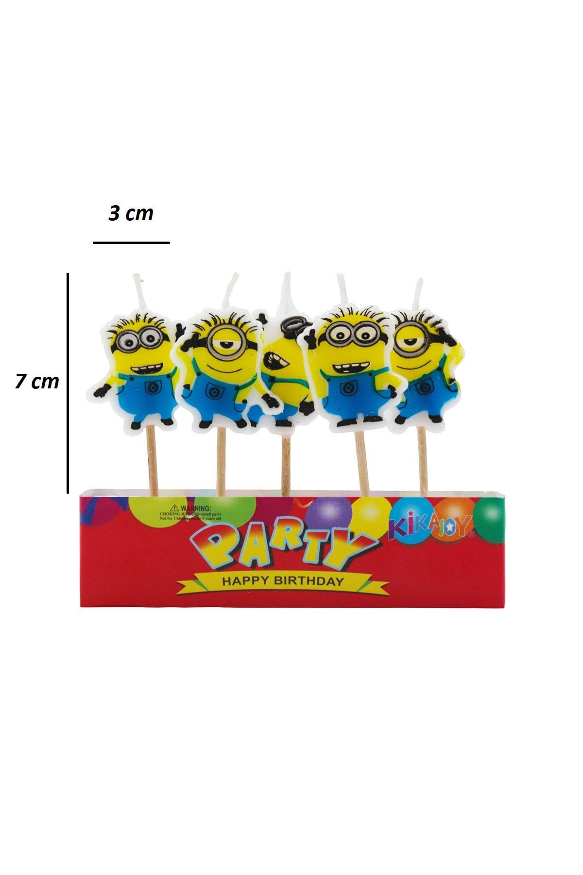 Minyonlar Temalı Kürdanlı Mini Pasta Mumu 5 Adet 7 cm