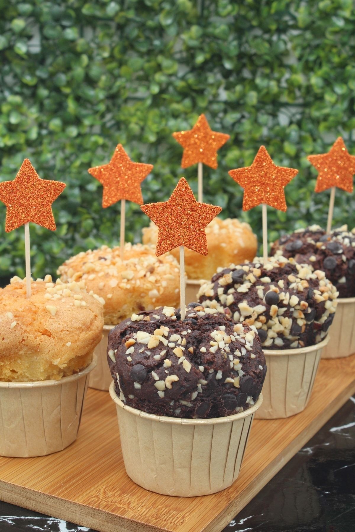 Simli Cupcake Kürdanı 20 Adet Turuncu Yıldız