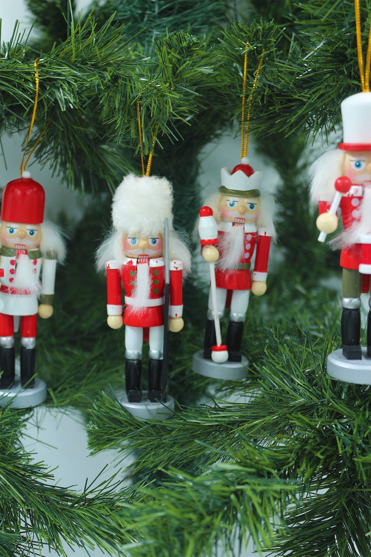 Kurşun Asker Fındıkkıran 4 Adet 13 cm Nutcracker Yılbaşı Ağacına Asılabilen Yeni Yıl Dekoru