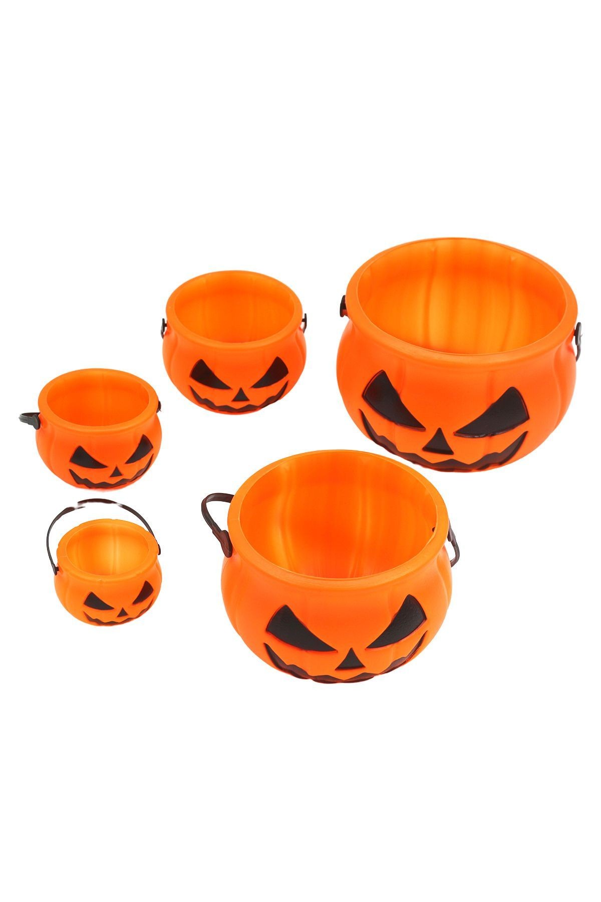 Halloween Plastik Şeker Kovası 5 li Set