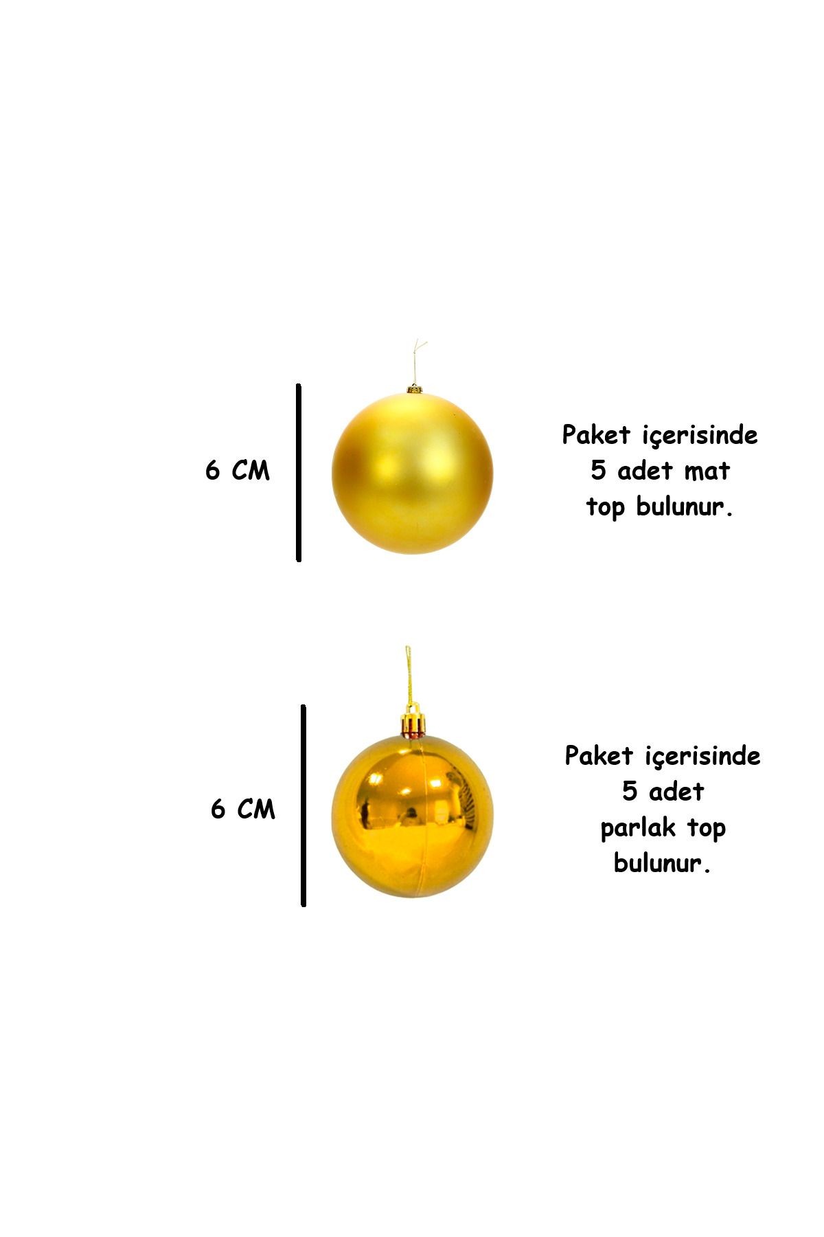 Yılbaşı Ağacı Topu 10 Adet 6 cm Lüks Kutulu Parlak Mat Model